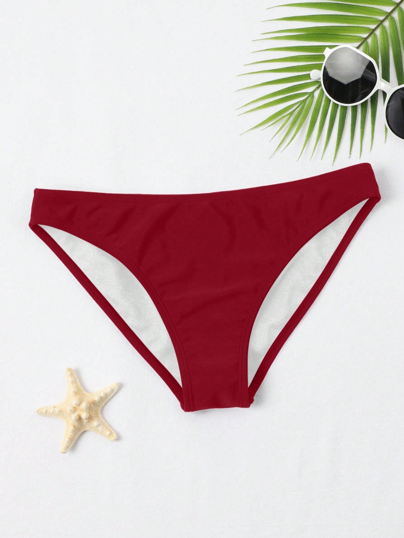 Swim Solid Color Elastic Bikini Bottom For Summer Beach