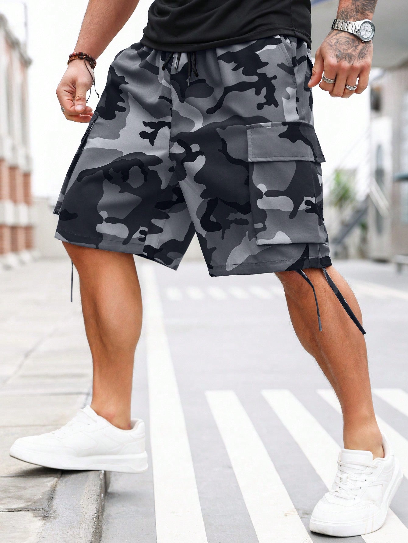 Men's Plus Size Loose Camouflage Printed Work Shorts