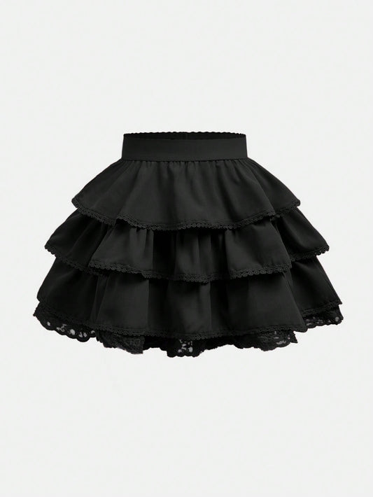 Tween Girl Vacation Casual Spring/Summer Woven Cake Skirt