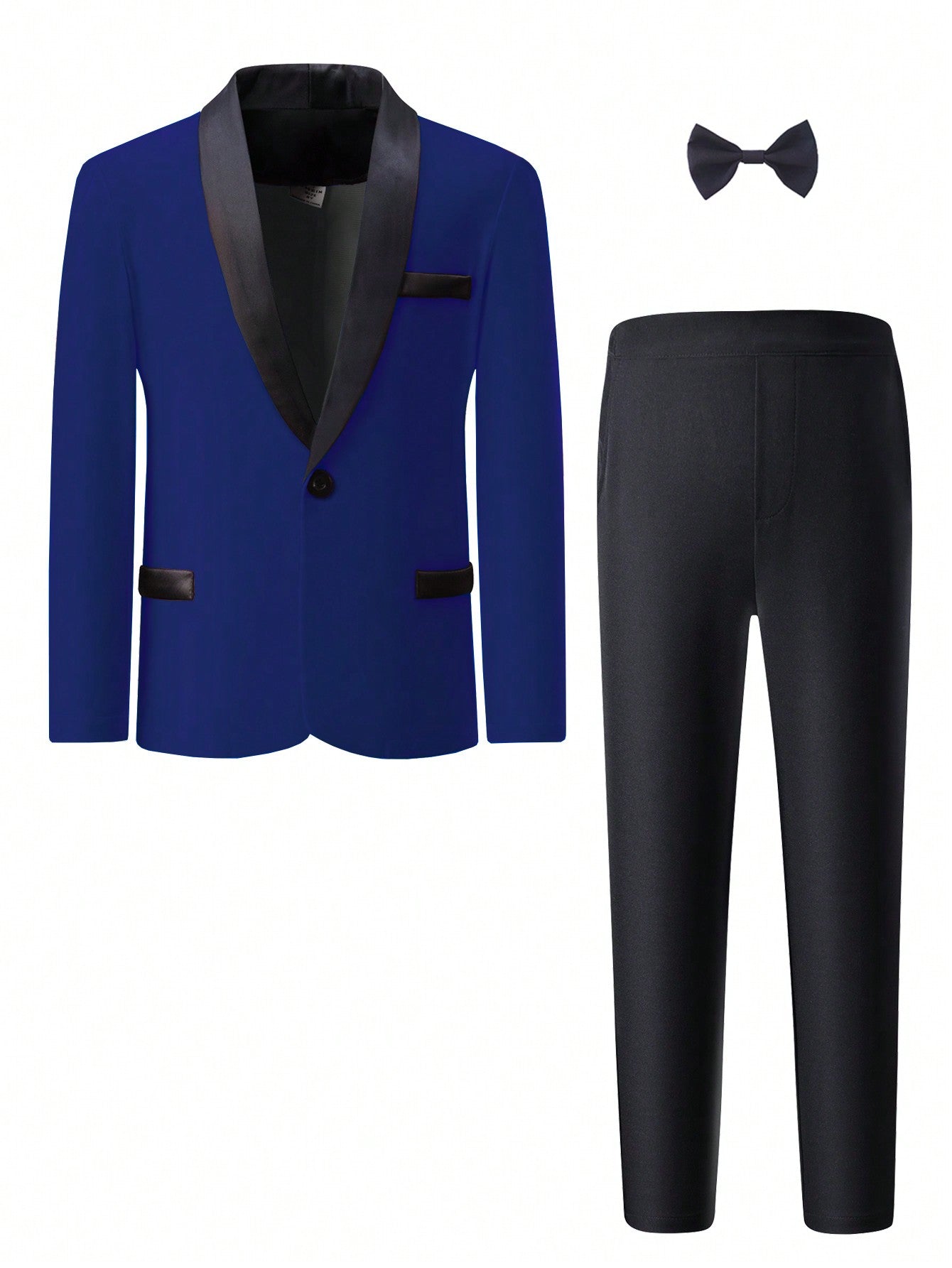 Tween Boys' Formal Suit Set, Party Suit With Contrast Collar Suit Jacket And Dress Pants