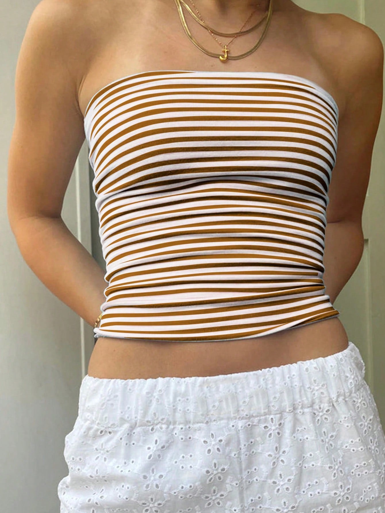 Women's Fashionable Stripe Bandeau Top