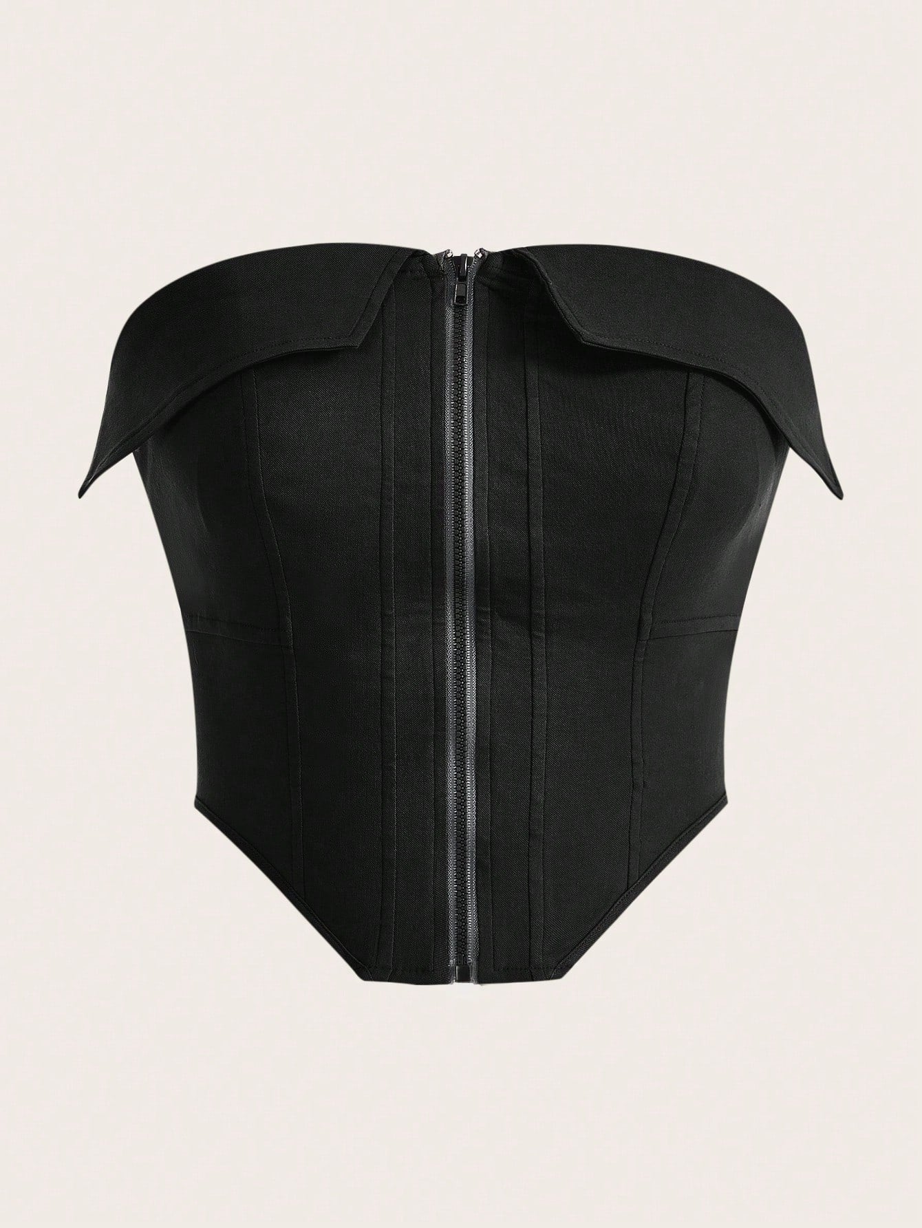 Plus Size Asymmetrical Zipper Hem Fashionable Bustier Top With Post-Apocalyptic Style