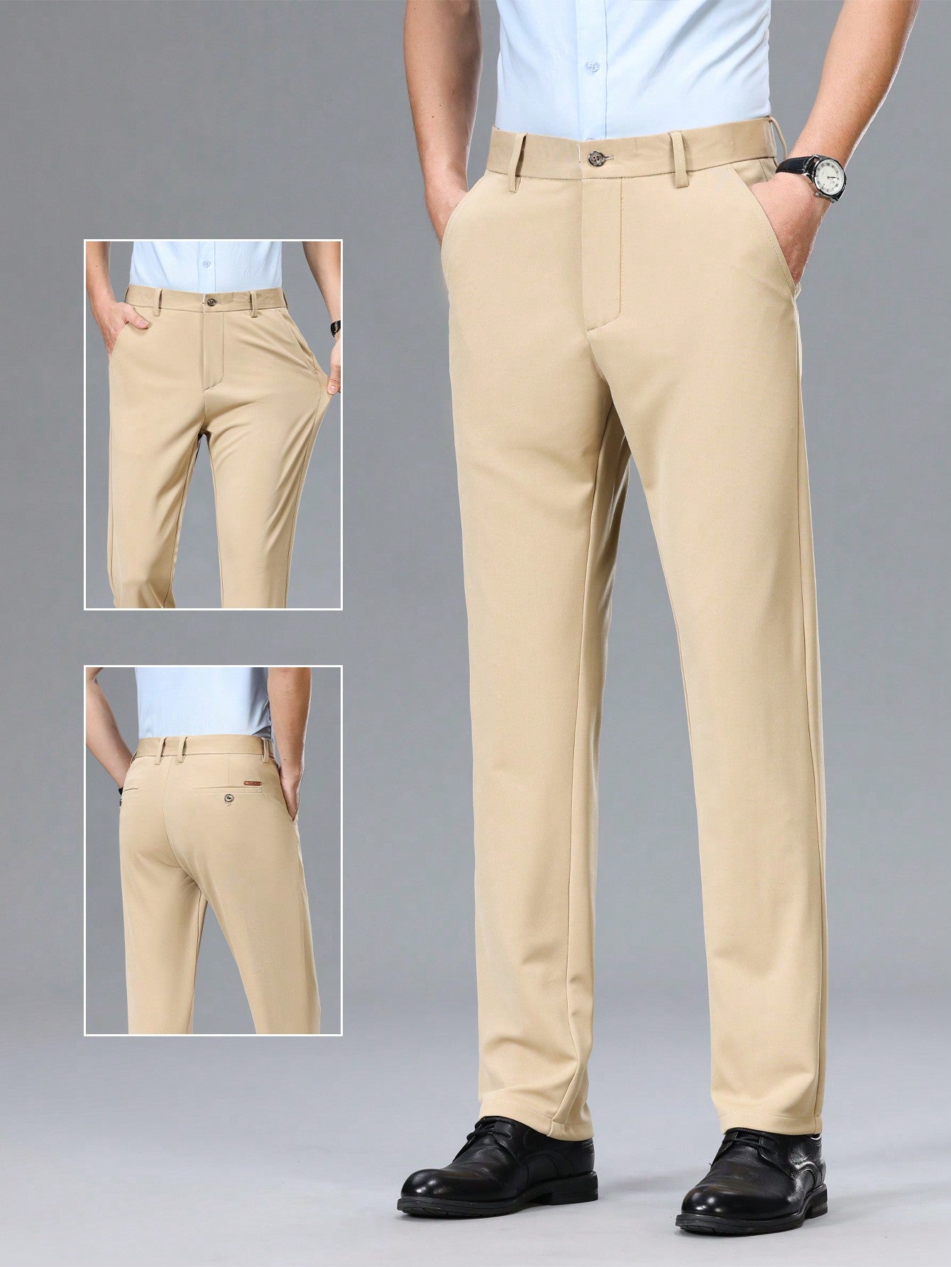 Men's Casual Stretchy Solid Color Simple Office Wear Suit Pants