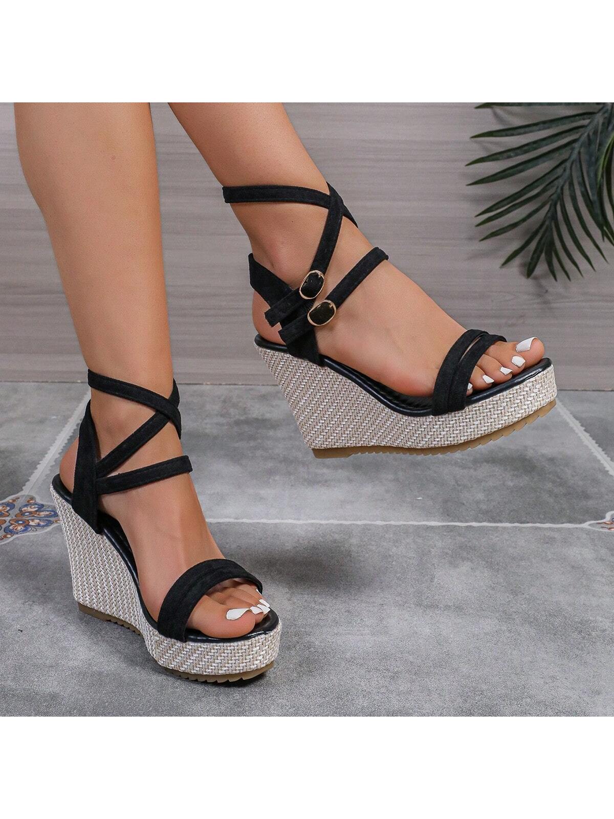 Women's Wedge Heels Platform High Heel Sandals Waterproof Open Toe Peep-Toe Shoes