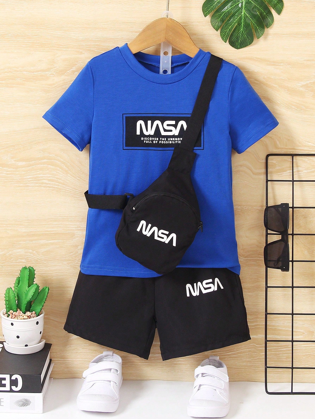 Young Boy 3pcs/Set T-Shirt+Shorts+Backpack Casual Sporty Fashion Streetwear Outfits