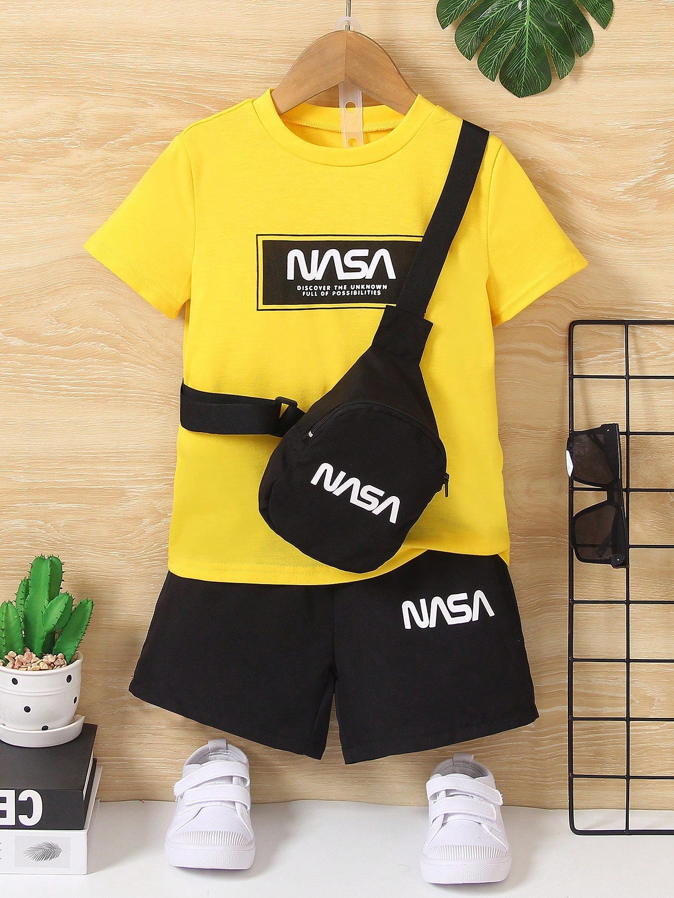 Young Boy 3pcs/Set T-Shirt+Shorts+Backpack Casual Sporty Fashion Streetwear Outfits