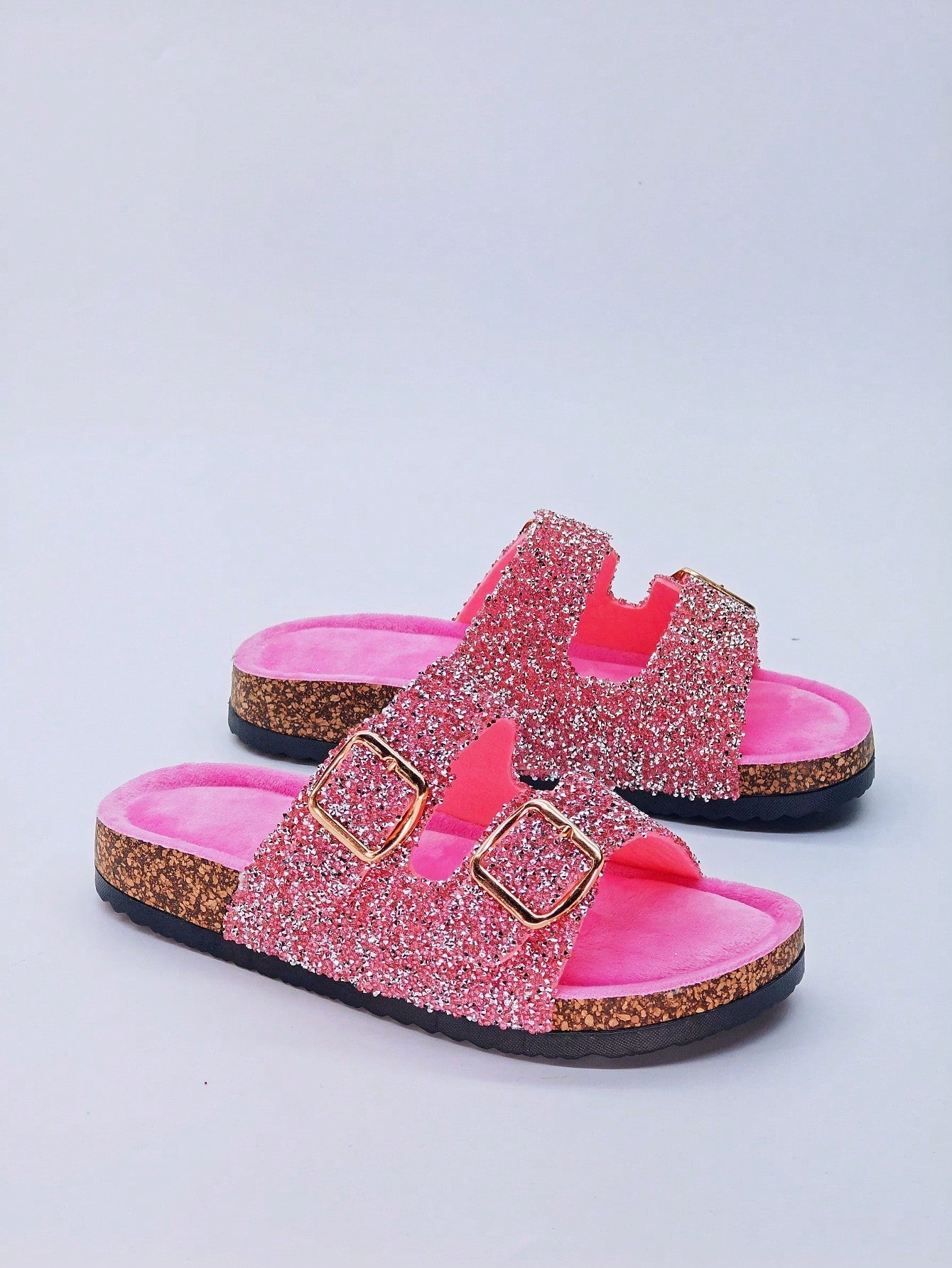 New Glitter Slip-On Sandals, Women's Flat Beach Slides, Home Casual Slippers