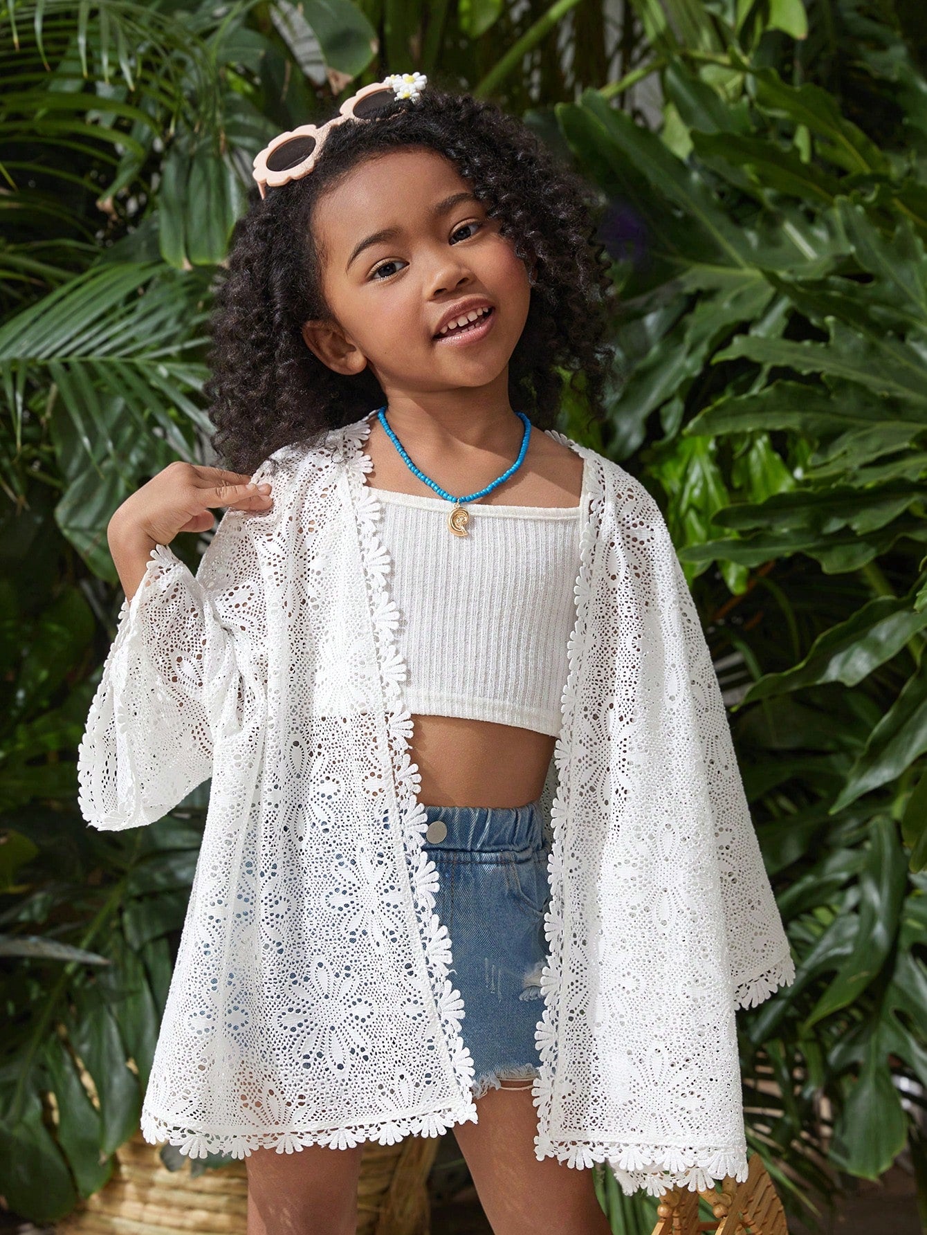 Young Girl Knitted Hollow Out Fringed Casual Casual Kimono Cardigan