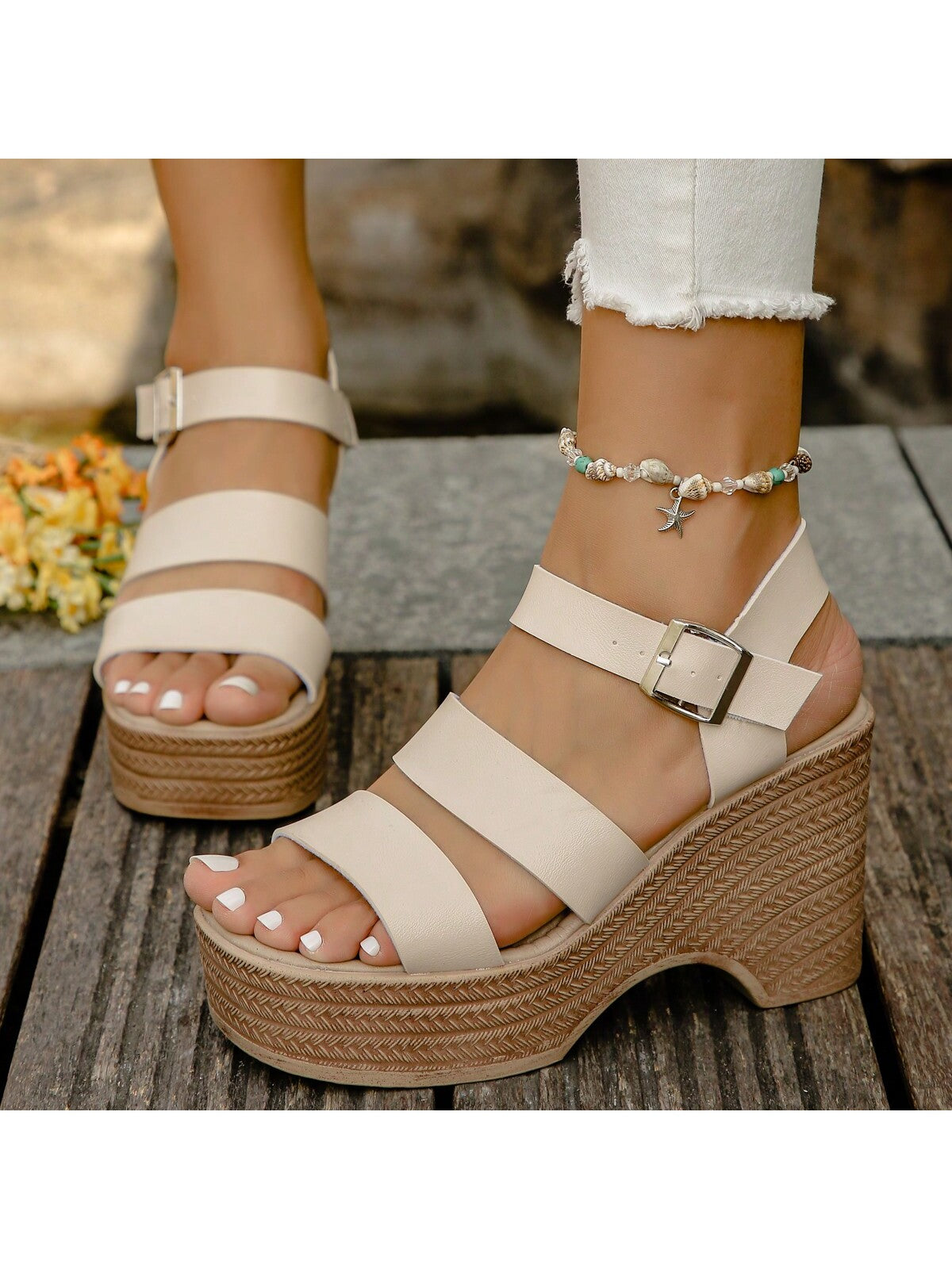 Women Wedge Heel Platform Sandals, Fashionable And Versatile, Suitable For Summer And Autumn, Roman Style, Lightweight And Comfortable, Perfect For Matching With Dresses