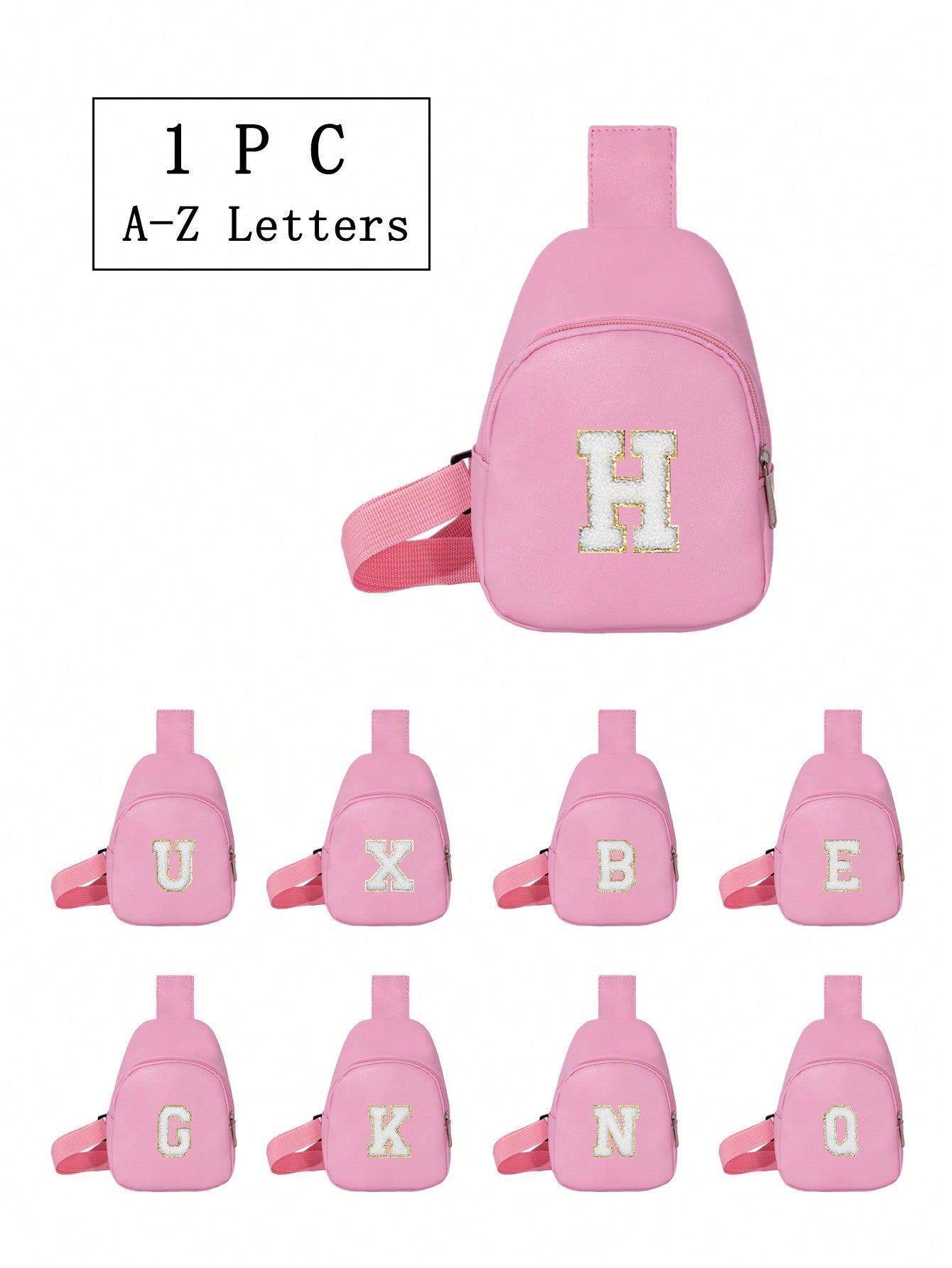 1pc Girls' Cute Shoulder Bag With Initials Strap, Ideal For Everyday, Outdoor, Travel, Hiking, Portable, Great Gift Option