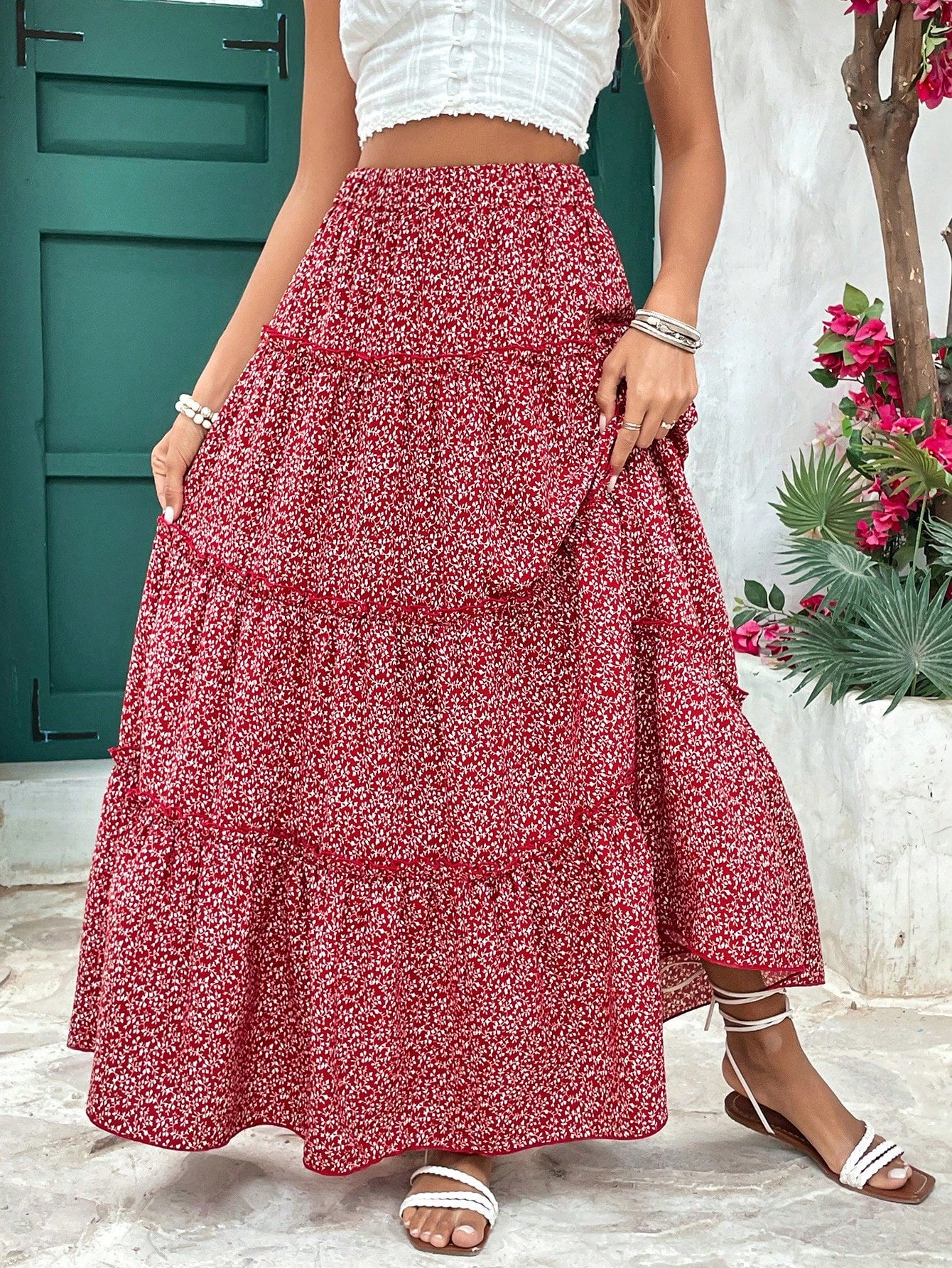 Women's Floral Print Holiday Style Skirt