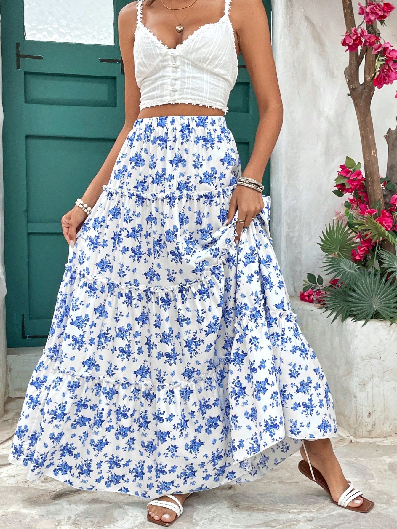 Women's Floral Print Holiday Style Skirt