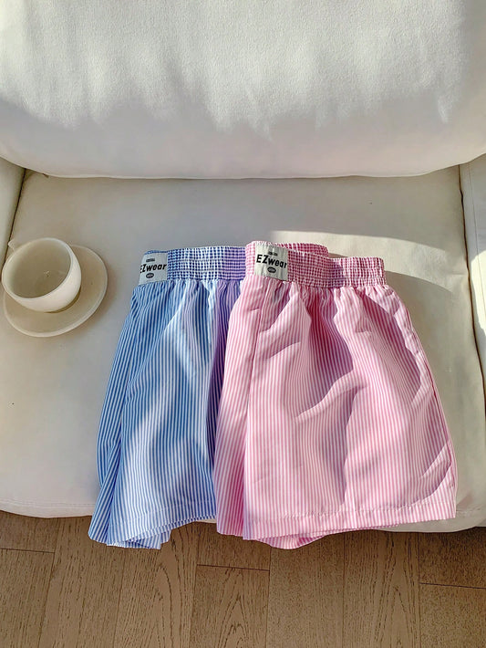 Comfortcana Women's New  Simple Daily Striped Shorts 2-Pack