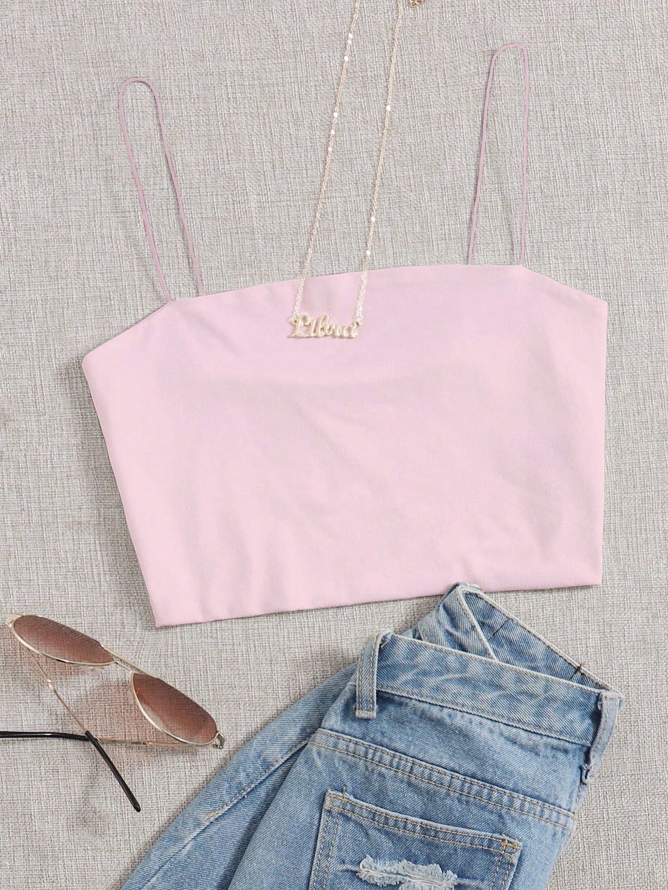 Solid Slim Cami Crop Top