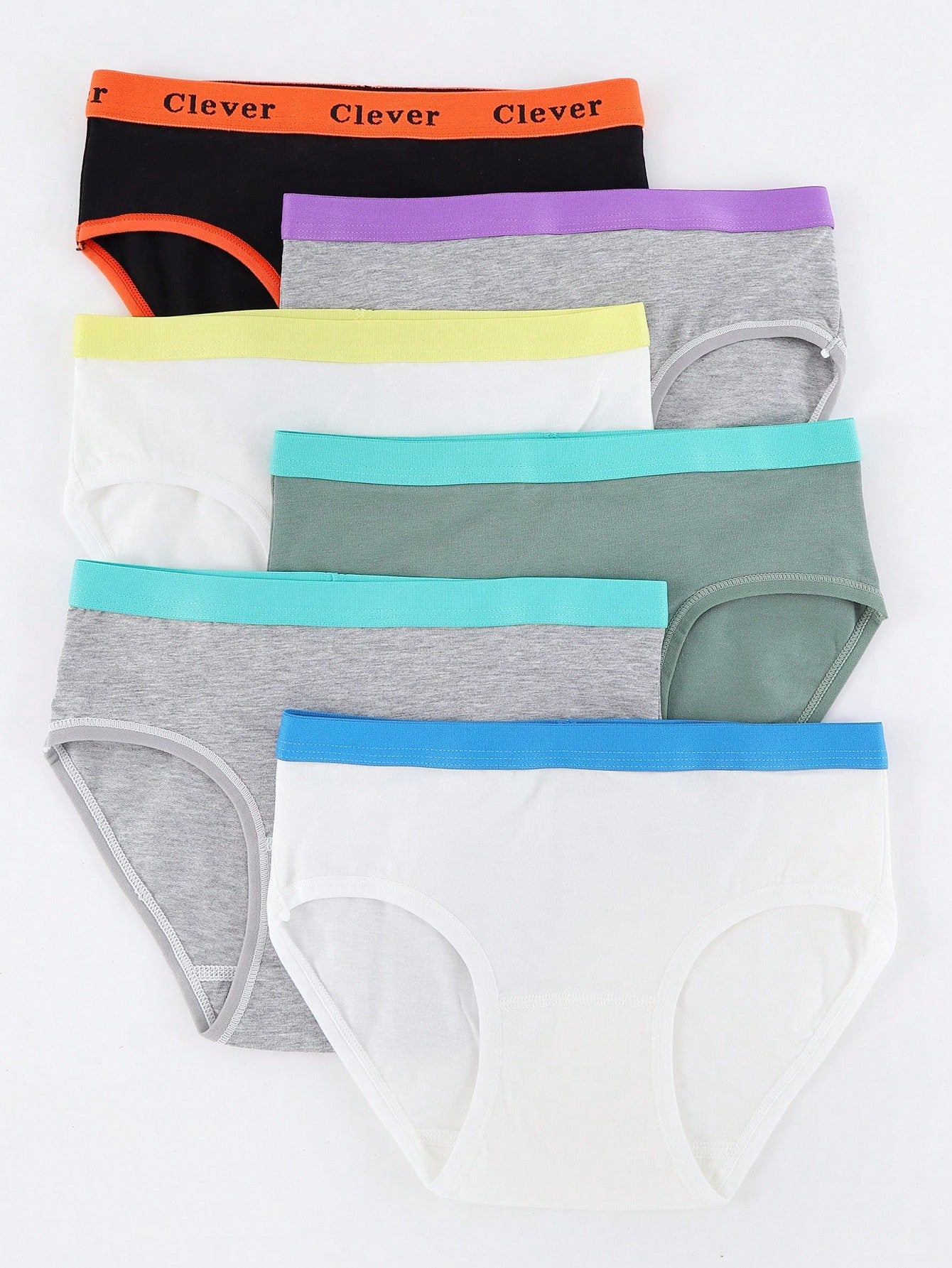 Tween Girl 6pcs Colorblock Tape Detail Brief