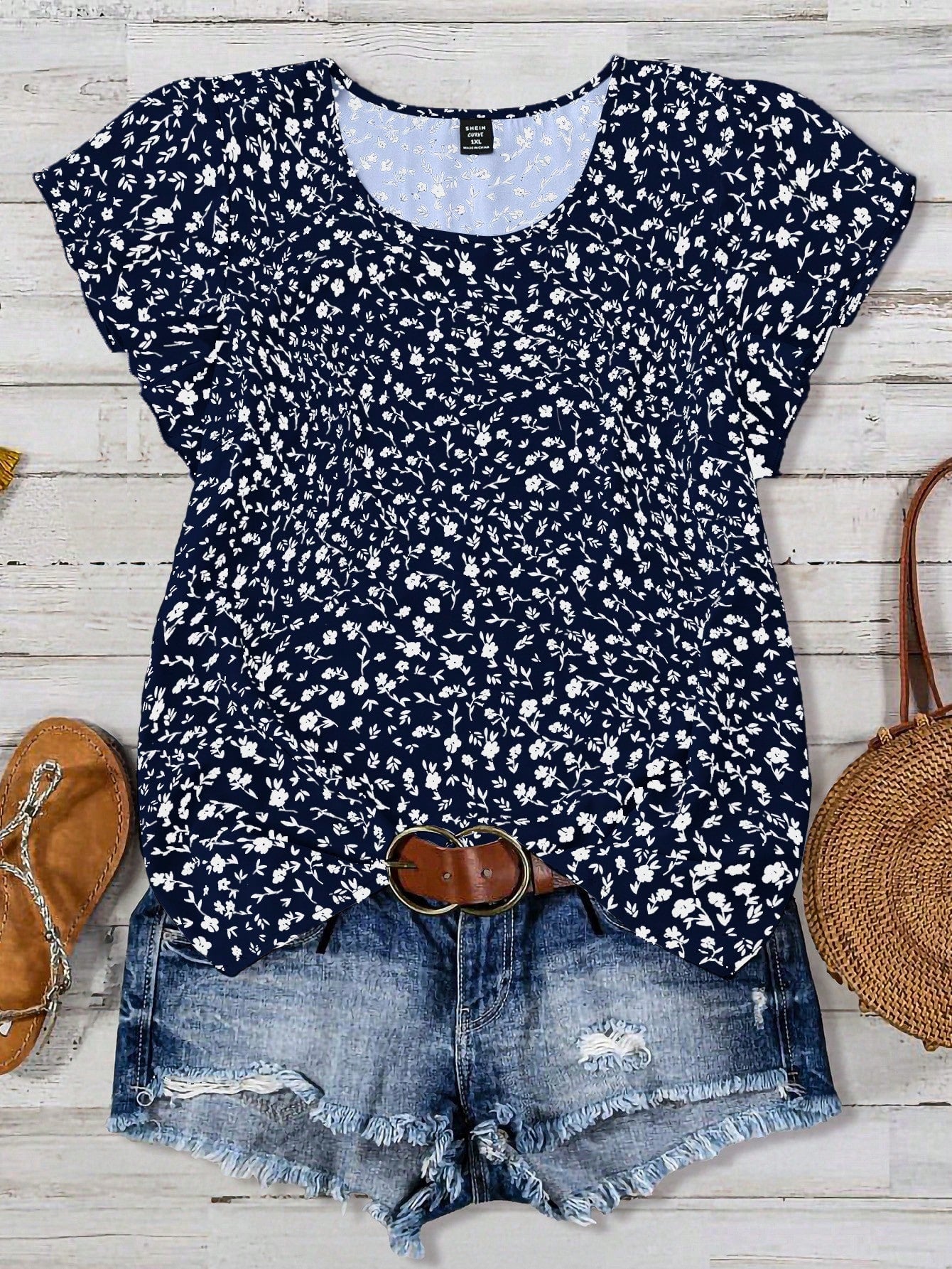 Women's Plus Size Random Printed Simple Daily Shirt