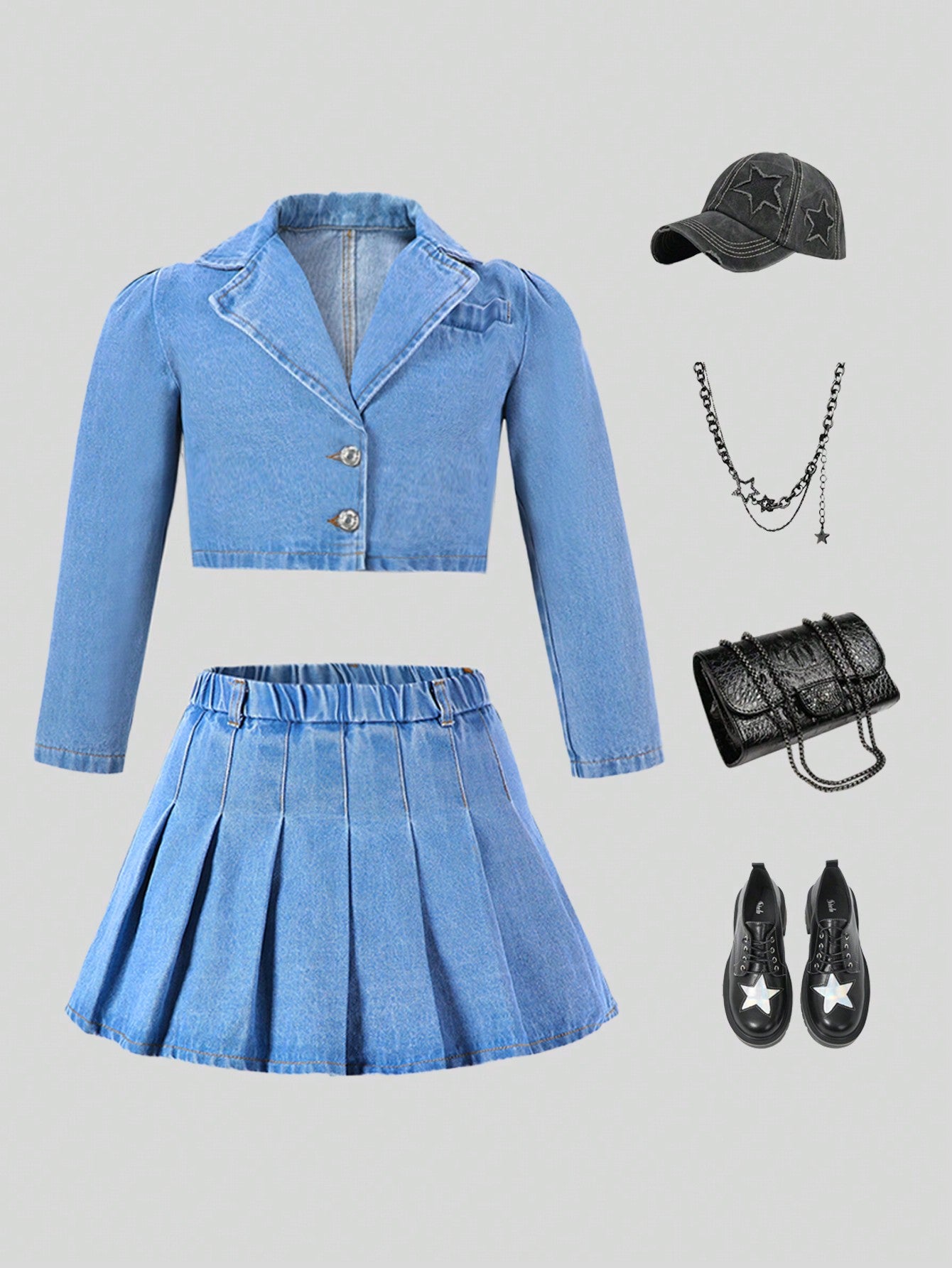 Tween Girl Comfortable Casual Denim Outfit