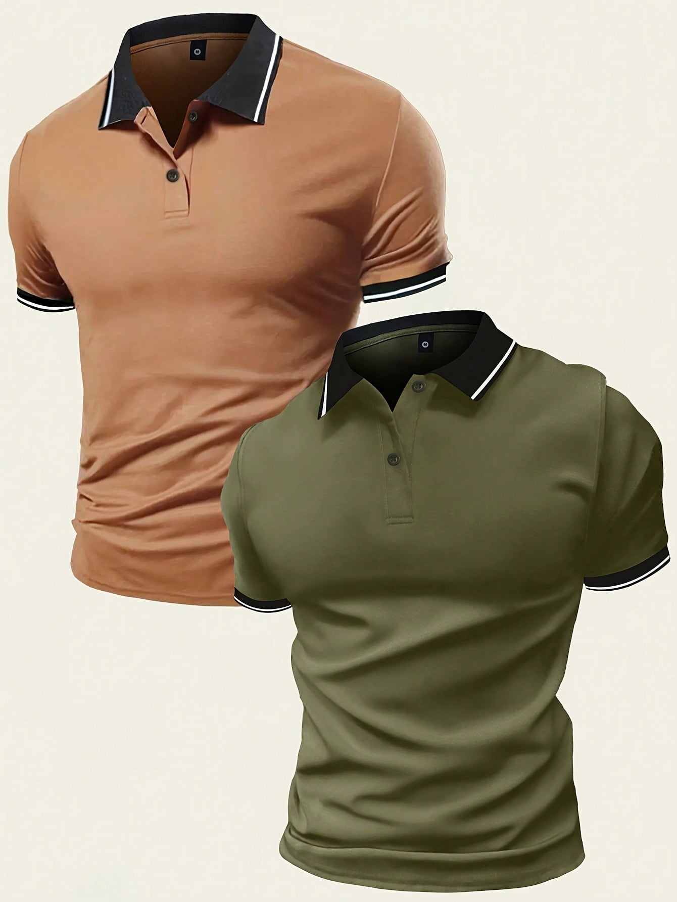 2pcs/Set Summer New Men's Solid Color Short Sleeve Polo Shirt Regular Collar Business Paul Shirt