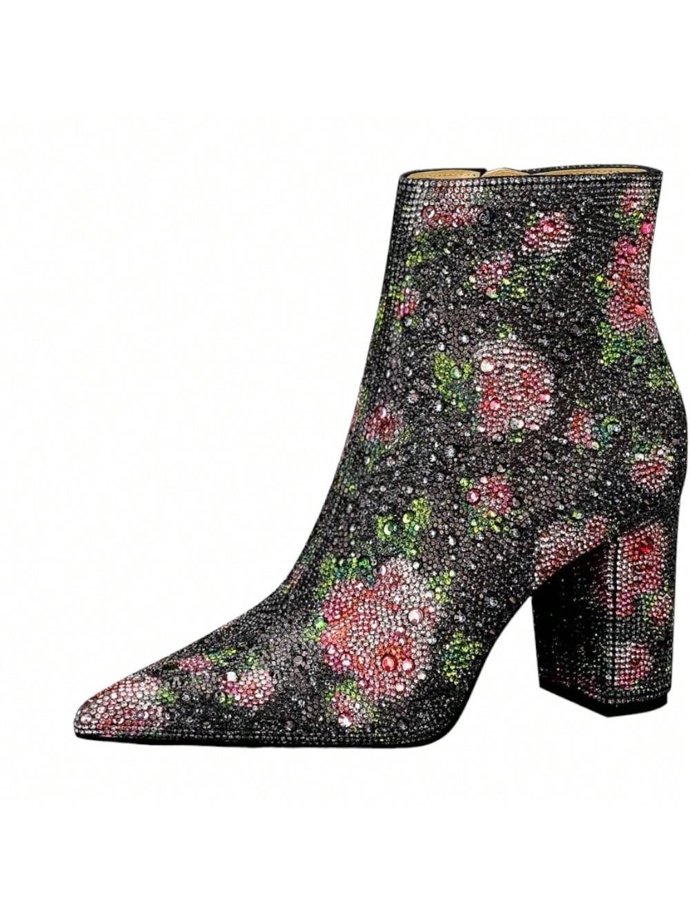 Women's Pointed Toe Chunky Heel Rhinestone Cowboy Boots