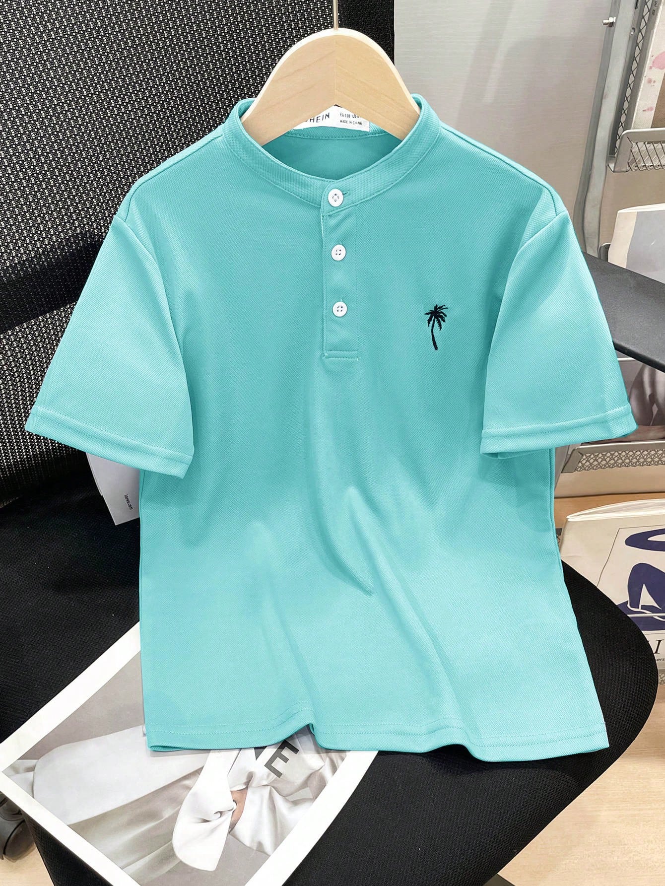 Tween Boy Casual Comfortable Stand-Up Collar Polo Shirt