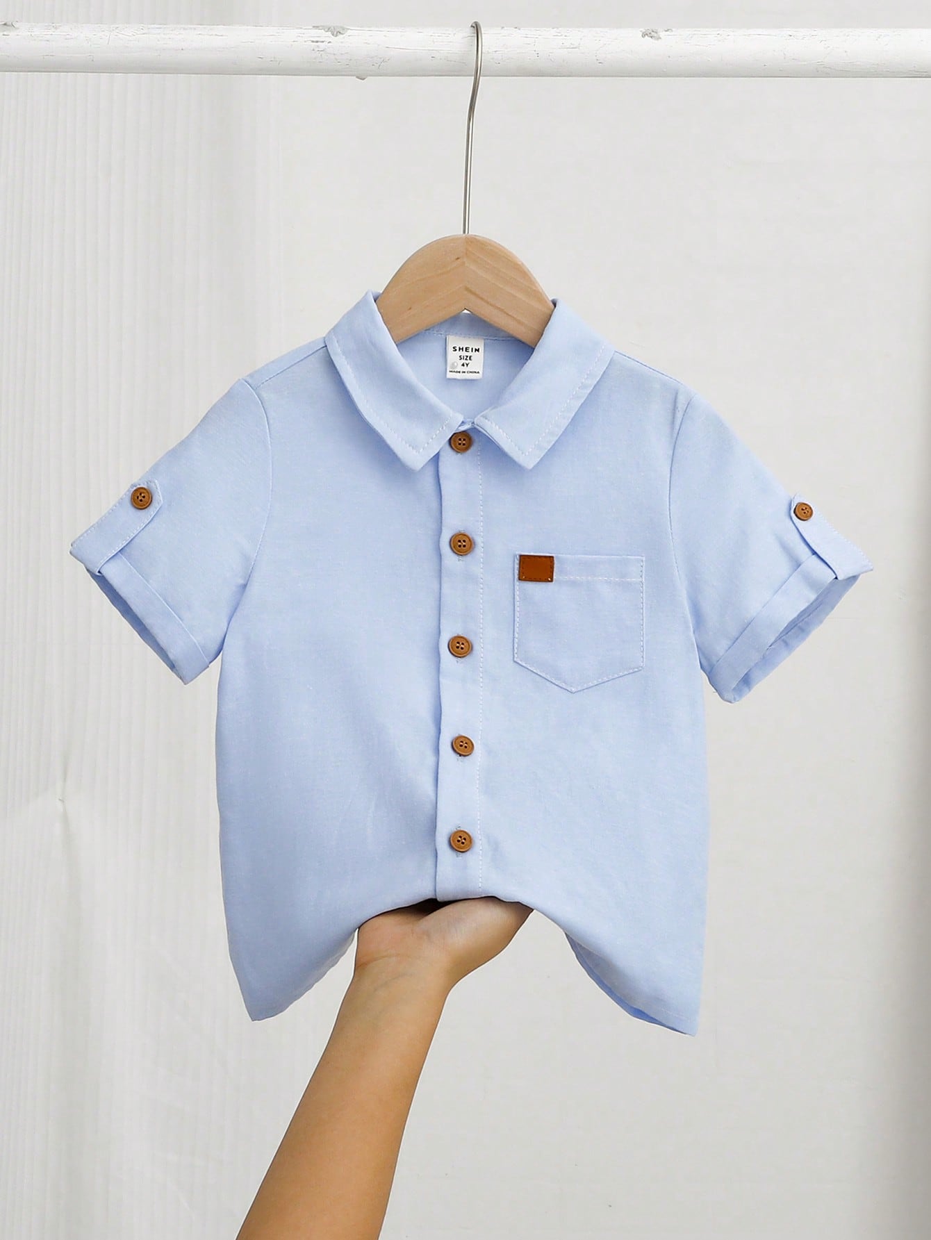 Young Boy's Fashionable Casual Patched Shirt