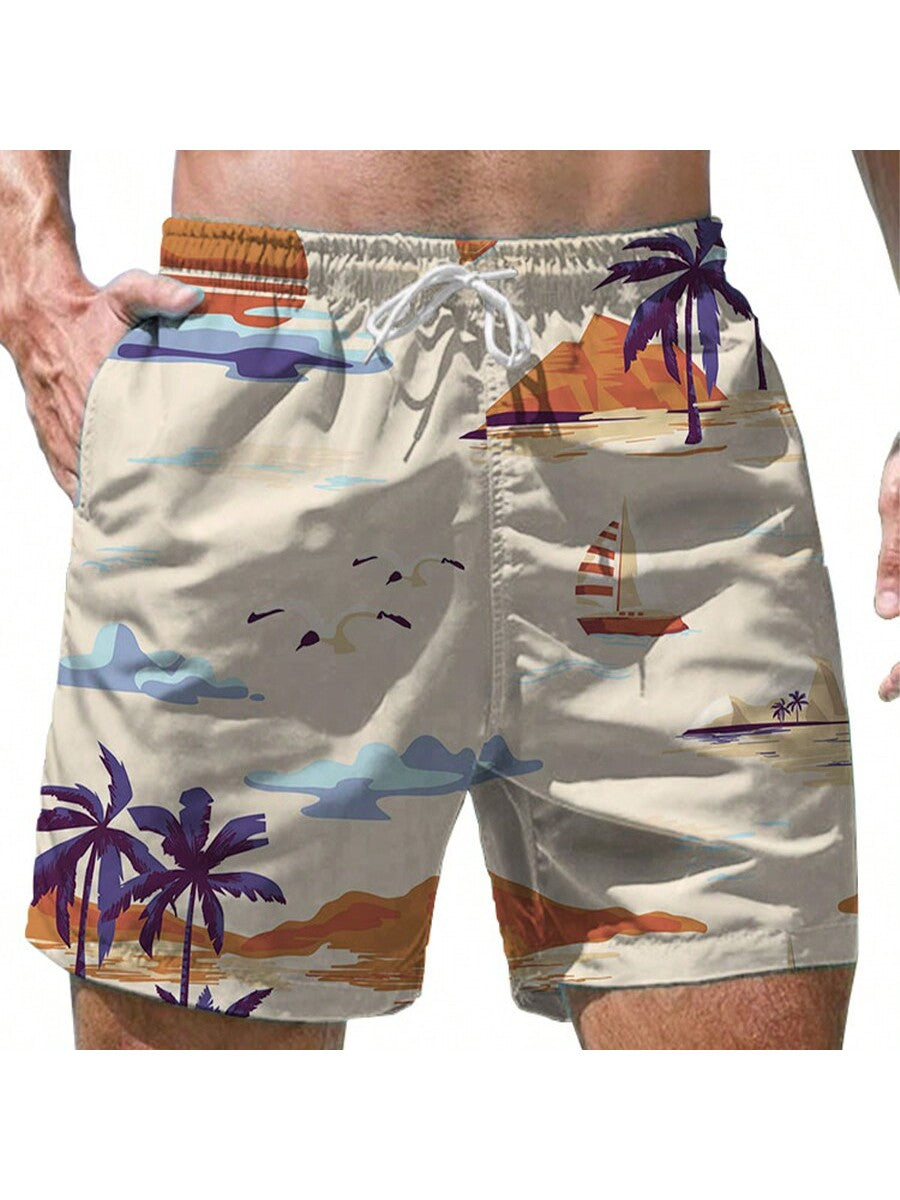 New Arrival Men's Quick Dry Beach Shorts, Cross-Border Outdoor 3D Printed Bermuda Shorts For Summer