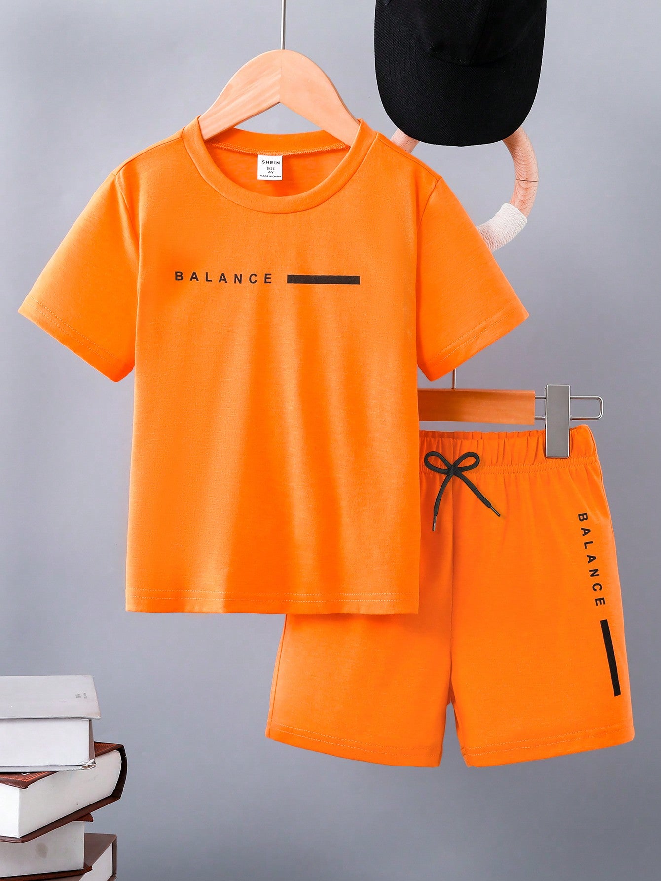 Kids 2pcs Young Boy's Casual Letter Printed Short Sleeve T-Shirt And Shorts, Suitable For Summer,  And School Occasions