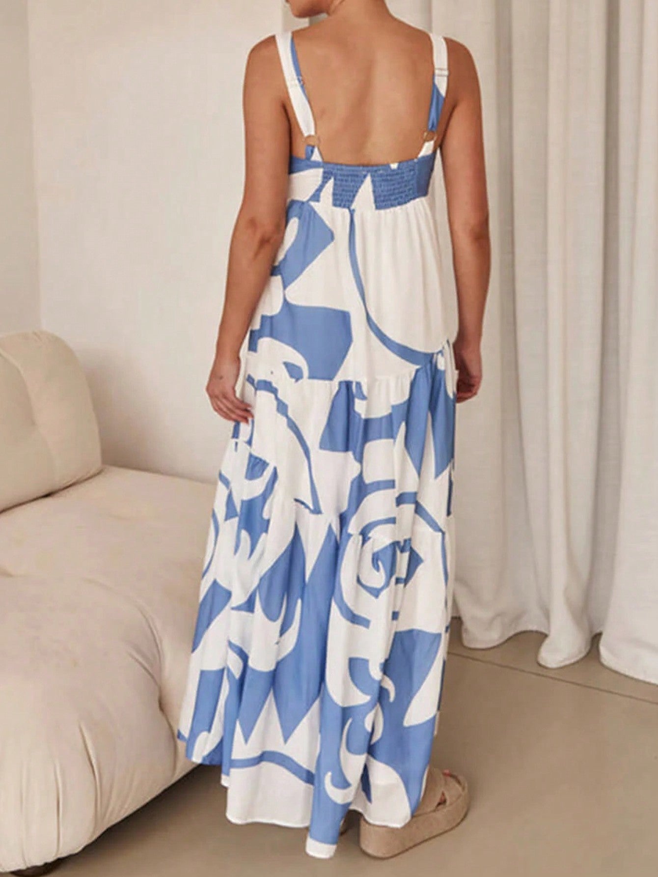 Vacation Casual Random Printed Long Swing Tank Dress