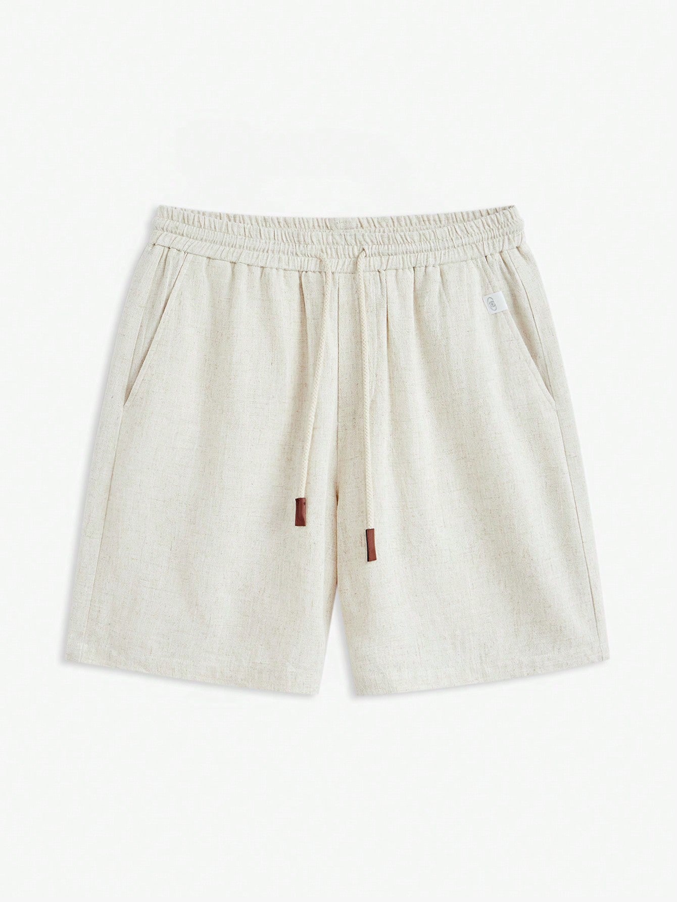 AKNOTIC Linen Men's Woven Regular Fit Mid-Waist Drawstring Straight Shorts, Suitable For Daily Wear And Summer