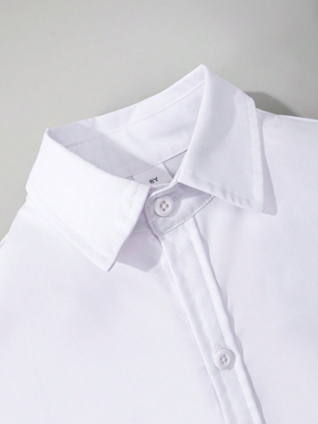 Tween Boy White Formal Dress Shirt, Classic Campus Style With Flower & Pocket Patch For Casual And Party, Long Sleeve