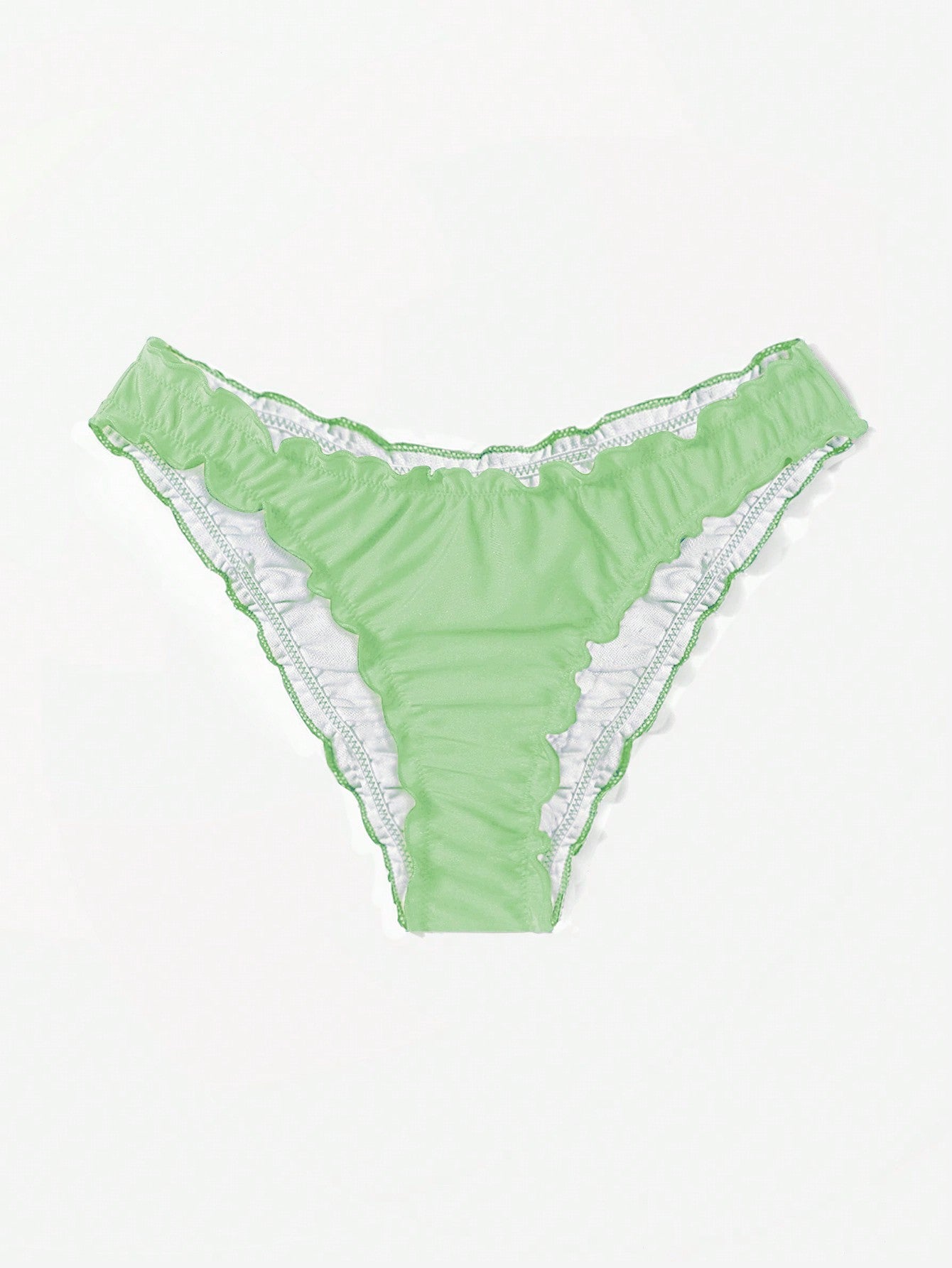 Swim Summer Beach Plain Lettuce Trim Bikini Bottom