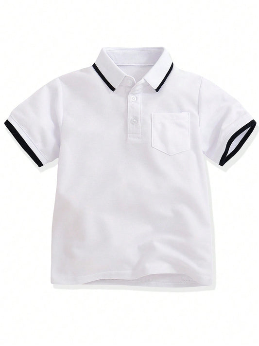 Young Boy White Short Sleeve Polo Shirt, Formal Polo Shirt