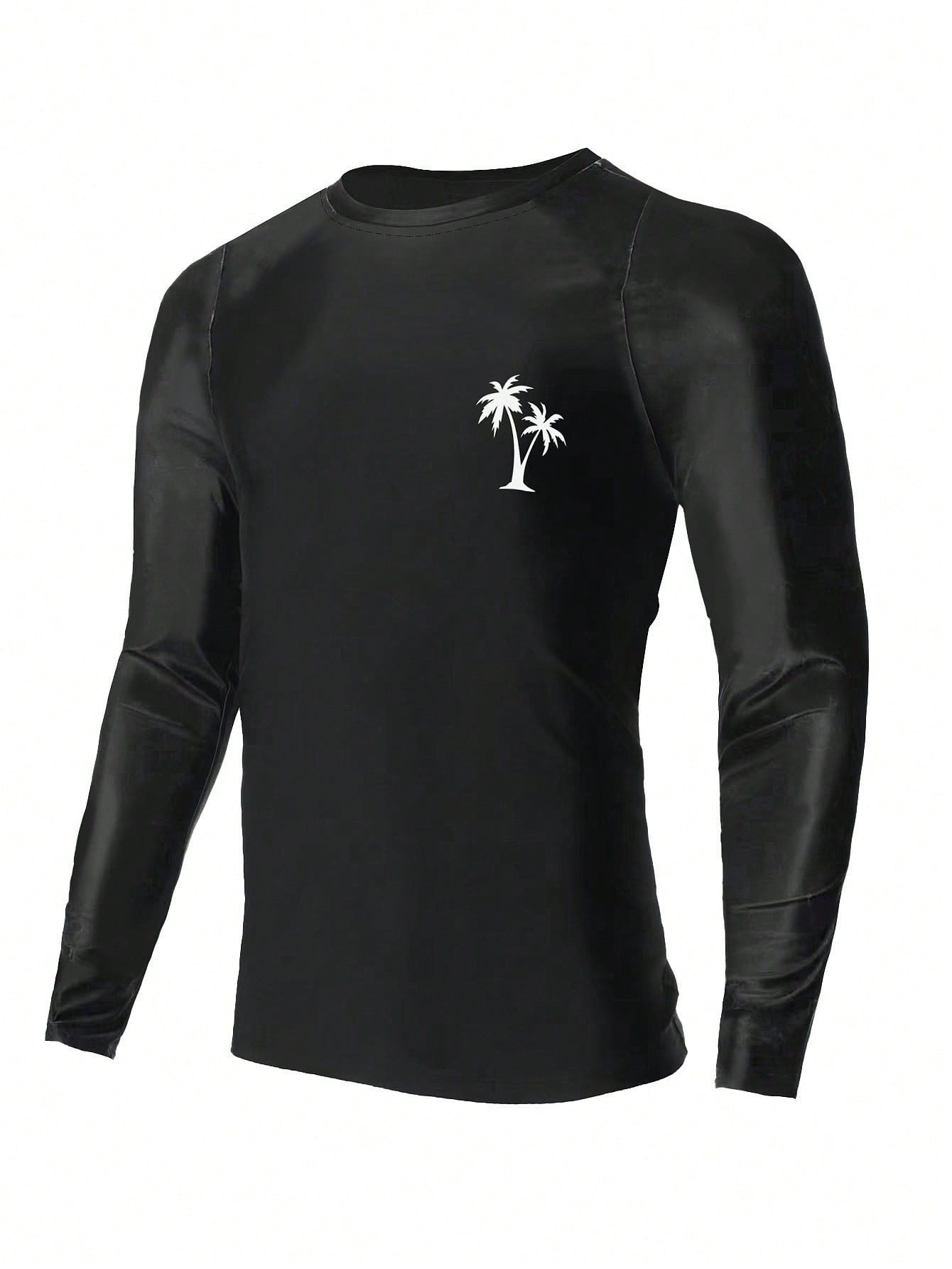 Men's Coconut Tree Printed Long Sleeve Surfing T-Shirt