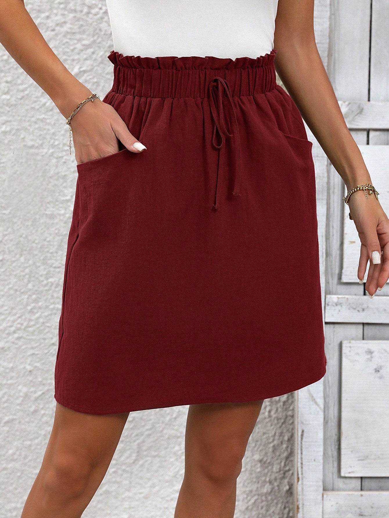 Women Fashionable Versatile Simple Solid Color Everyday Skirt