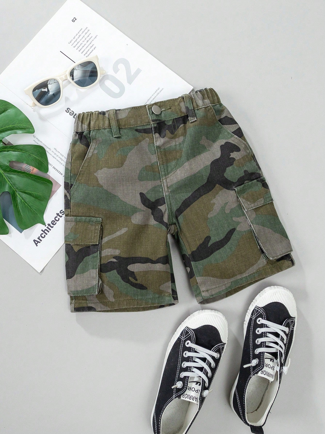 Young Boy New Casual Stylish Camouflage Workwear Style Washed Denim Shorts