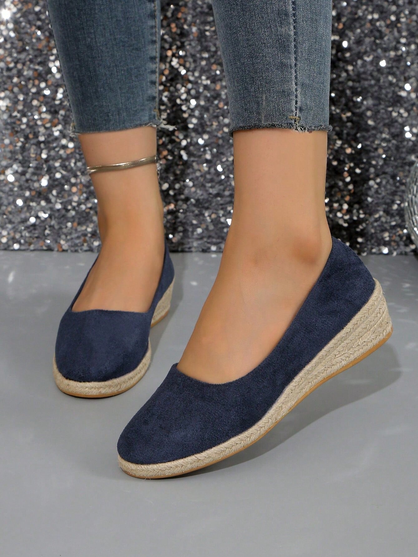 Shoes > Women's Shoes > Women's Spring And Autumn New Wedge Heel Shallow Mouth Shoes With Thick Soles And Woven Straw Bottom