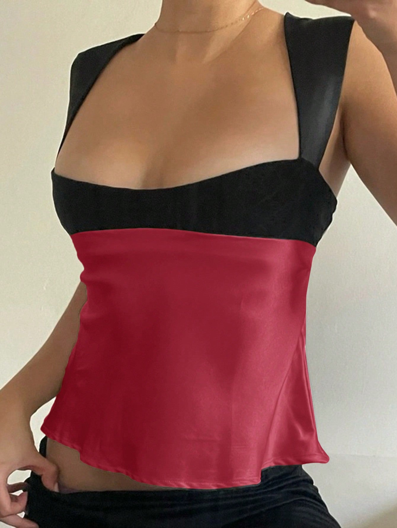 Women's Elegant Tank Top With Wide Shoulder Strap For Summer