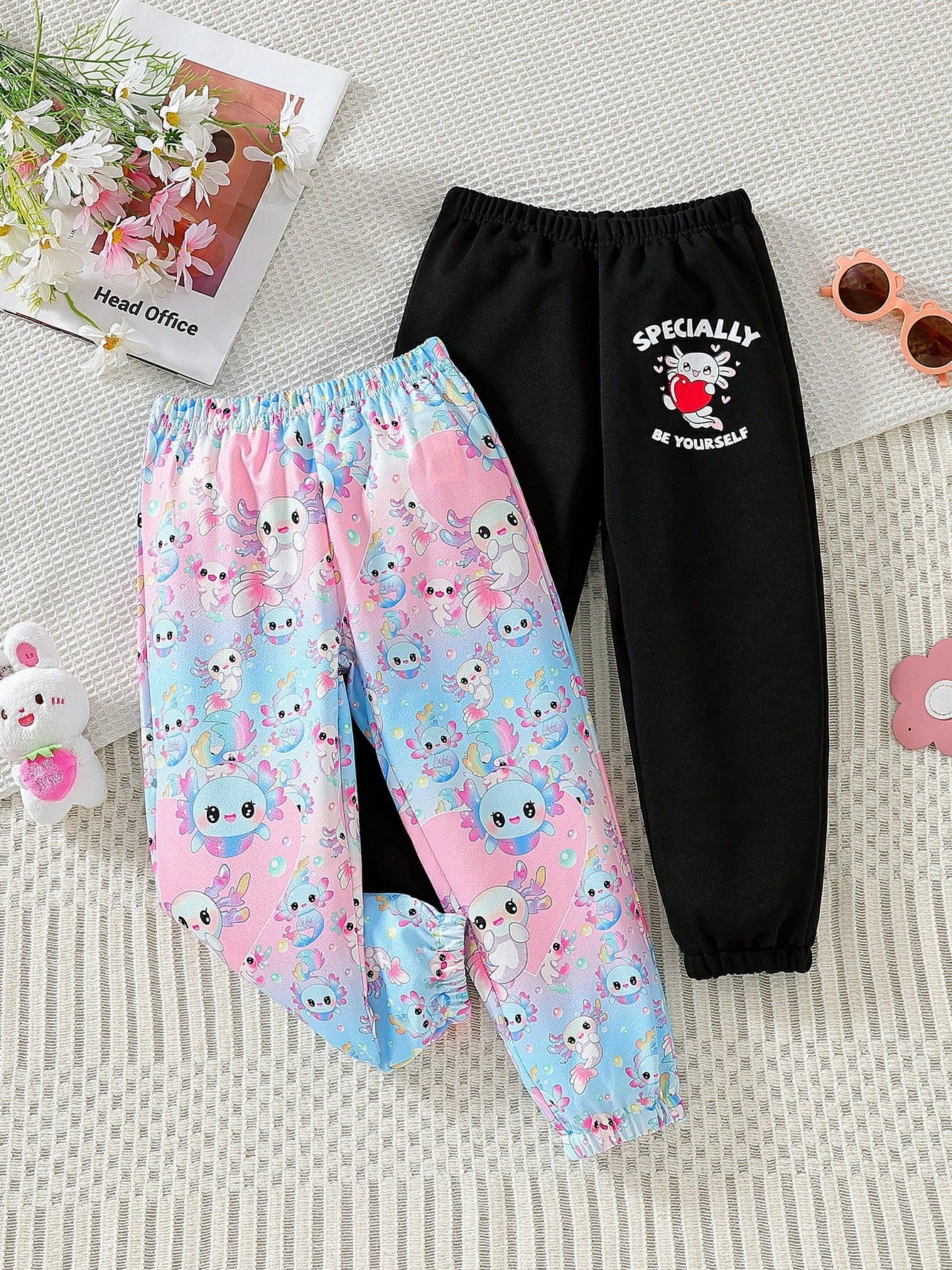 New Arrivals For Toddler Girls' Colorful Cartoon Digital Printed Casual Sports Pants, Elastic Waist, Loose Fit And Cuffed, 2pcs/Set, Summer