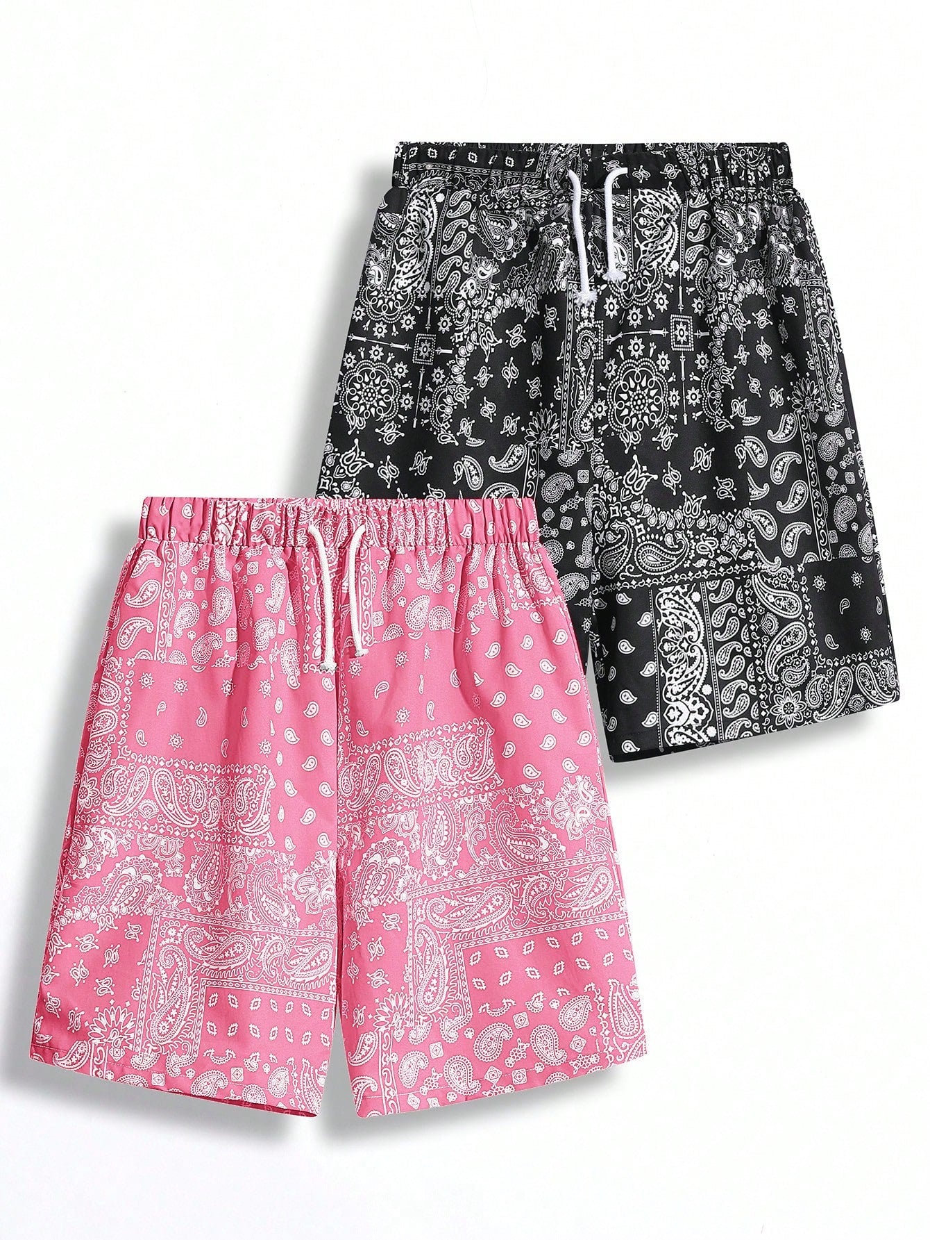 Teen Boy's Casual Loose Paisley Print Shorts For Summer