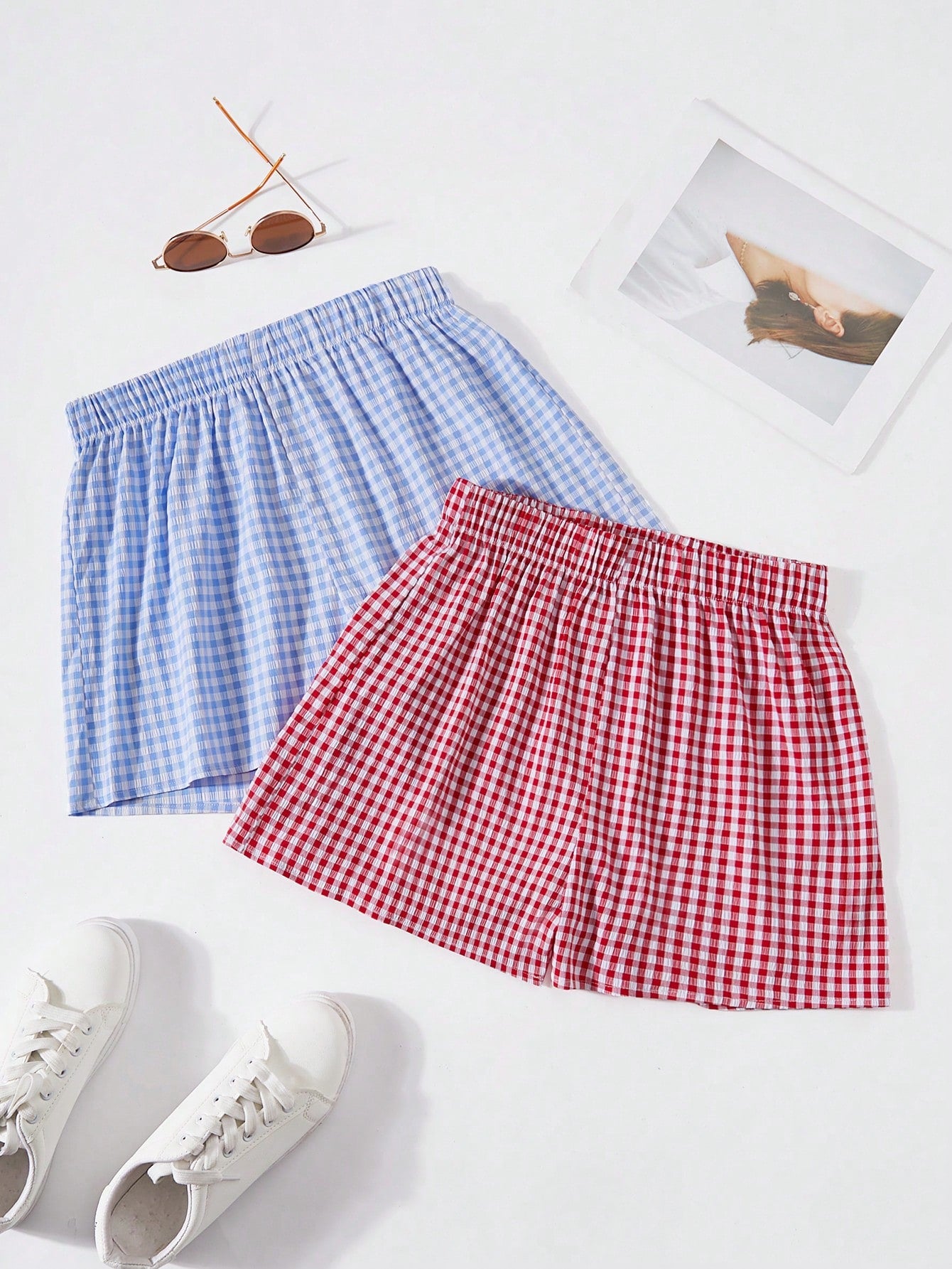 Women's Simple Plaid Print Daily Shorts