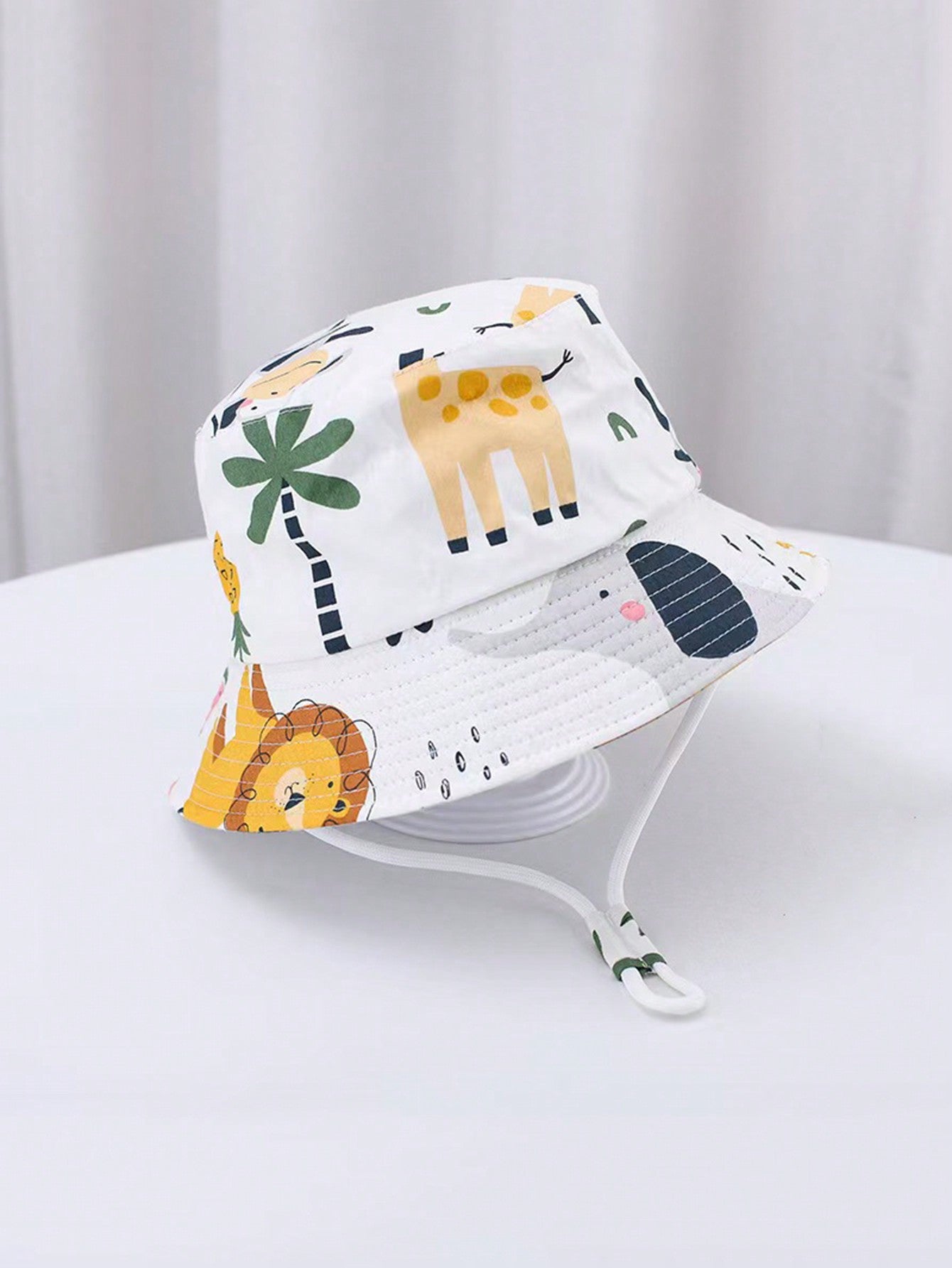 1pc Cartoon Zoo Pattern Unisex Child Bucket Hat, Suitable For Daily Outdoor Activities Such As Beach And Sun Protection