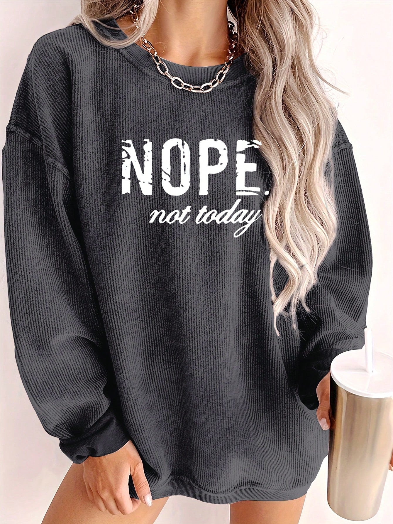 Women's Casual Round Neck Letter Printed Pullover Long Sleeve Sweatshirt