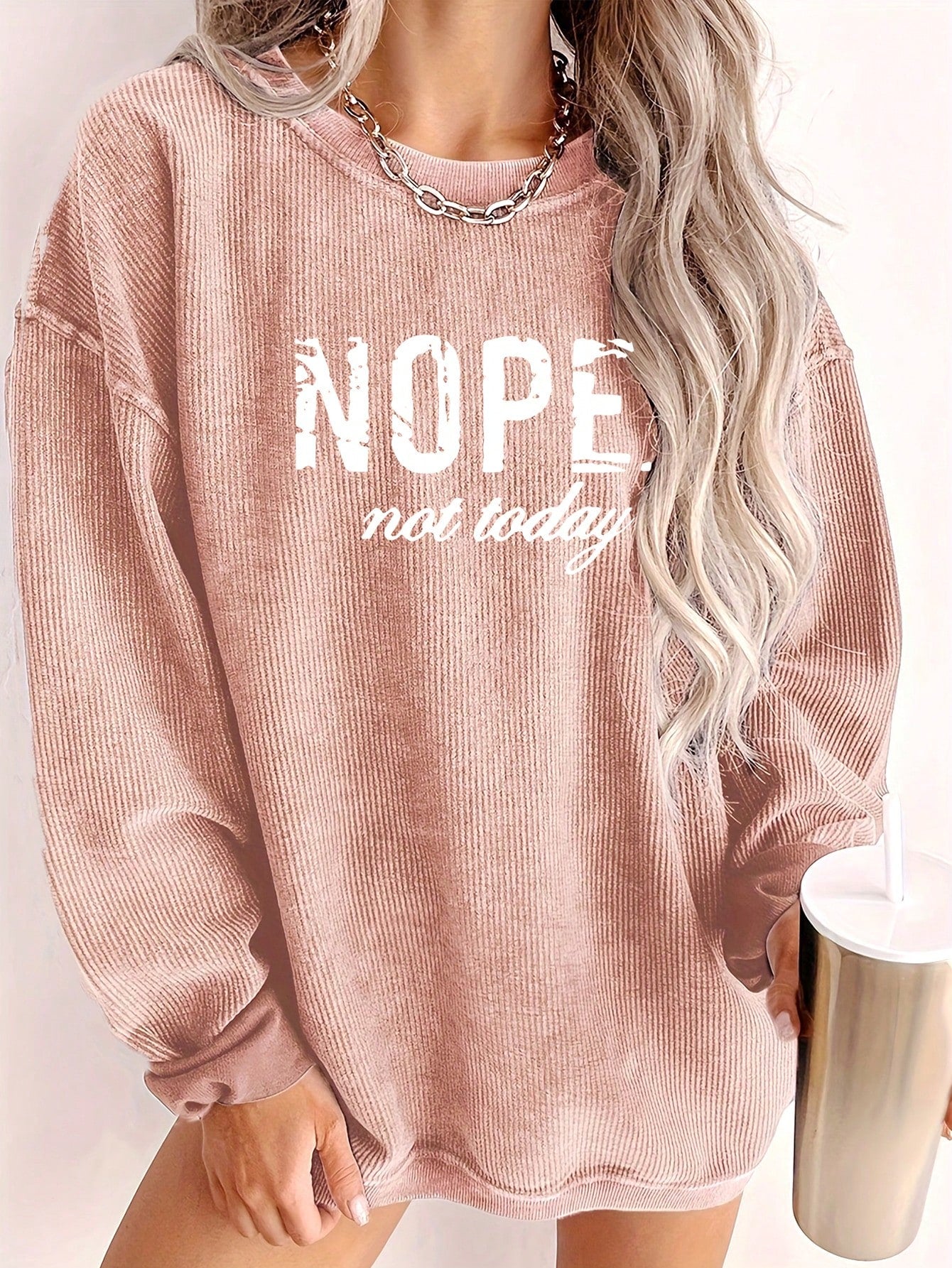 Women's Casual Round Neck Letter Printed Pullover Long Sleeve Sweatshirt