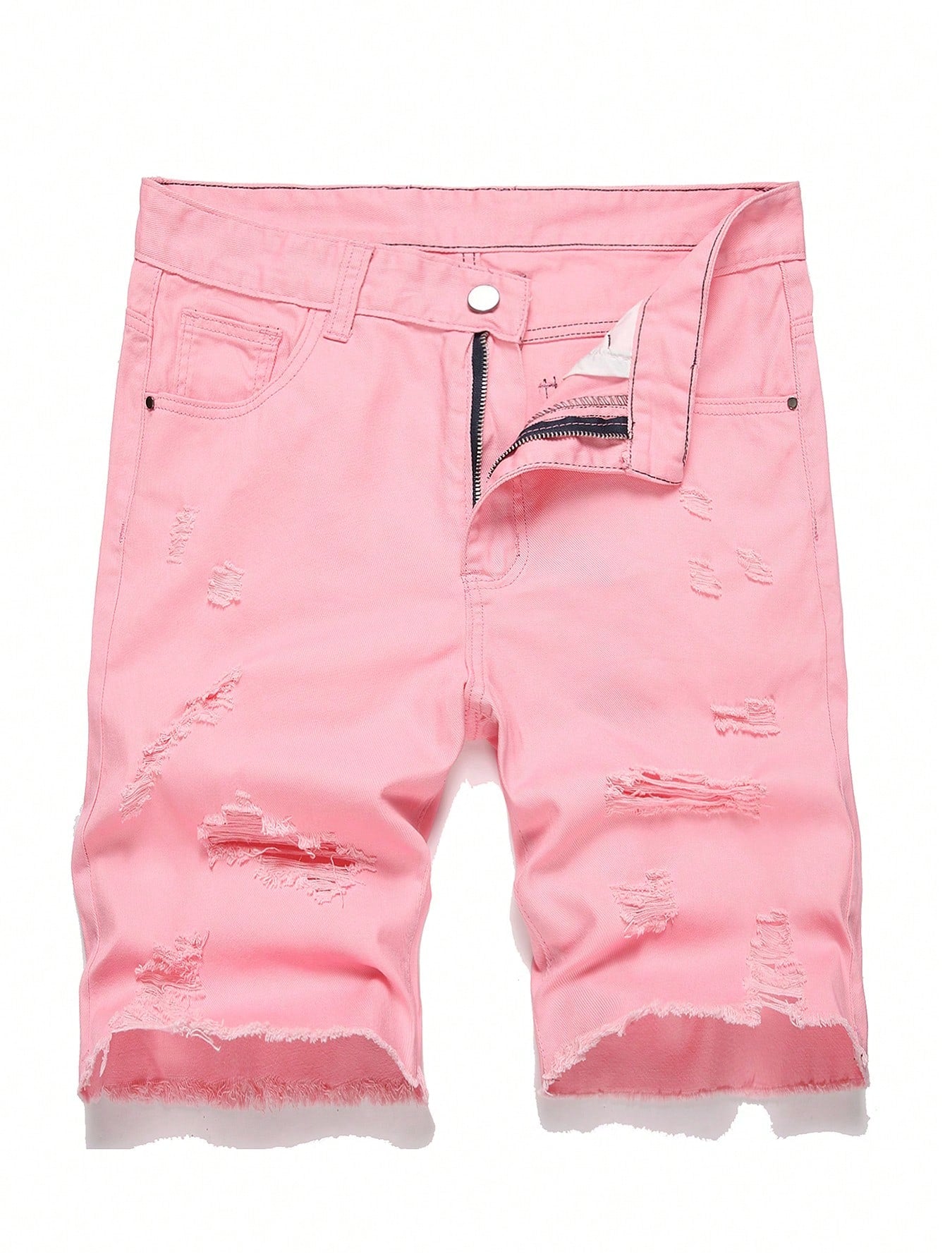 Men's Casual Distressed Denim Shorts With Pockets