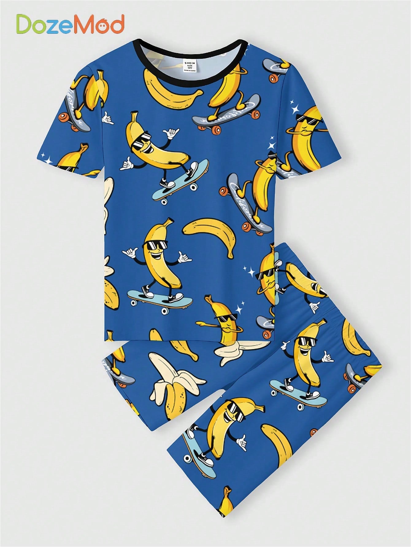 Tween Boy Casual Simple Cartoon Game Console Patterned Short-Sleeve T-Shirt And Long Pants Home Suit, Spring/Summer, Snug Fit