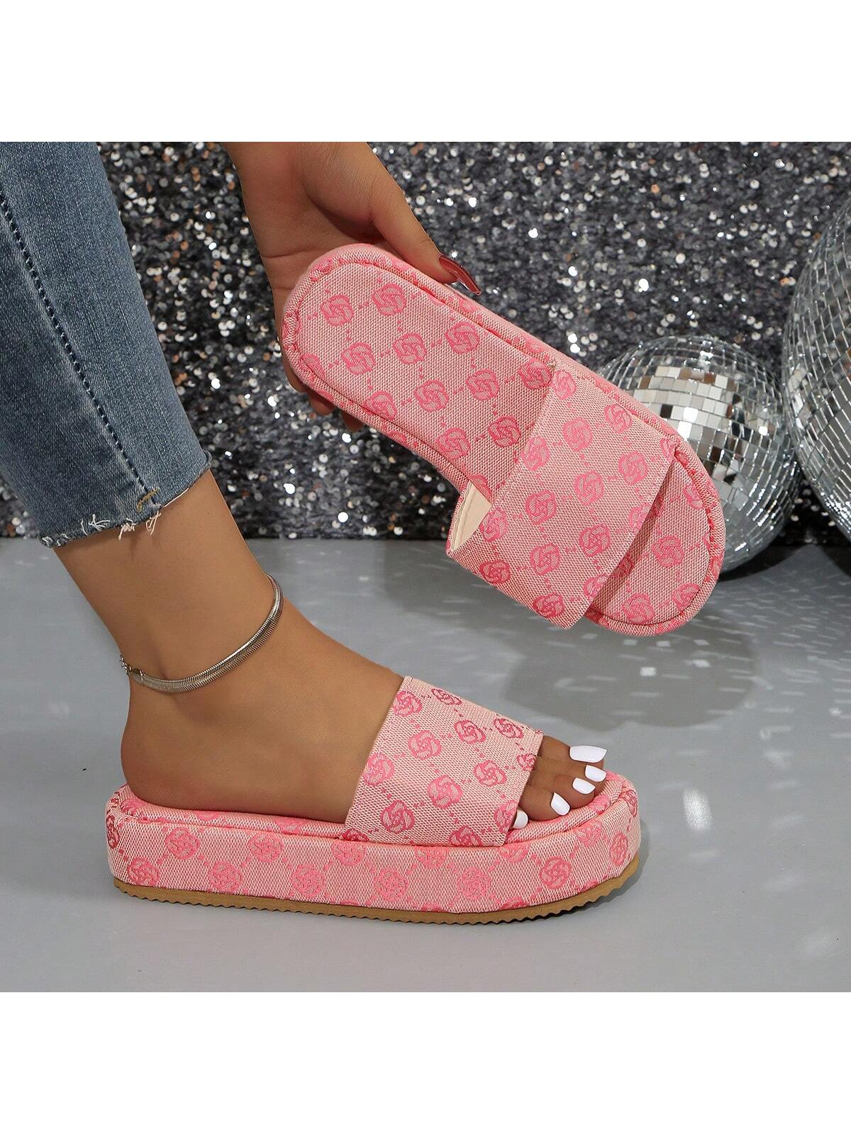 Women's Thick-Soled Slippers/Shoes/Outdoor Wedge Heel Sandals, Fashionable Allover Print, Summer Casual Beach Shoes