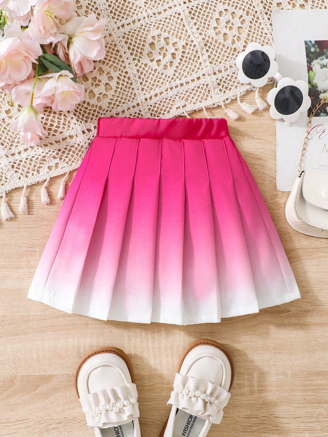 Young Girl Solid Pleated Skirt