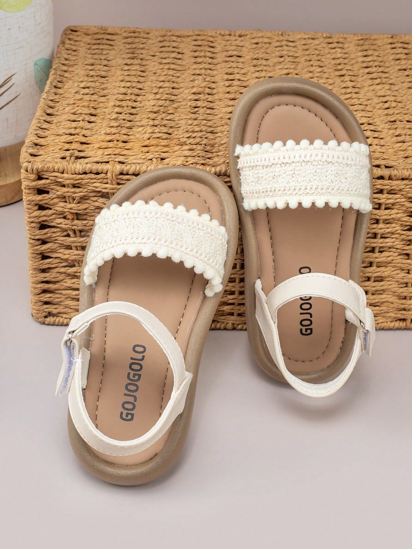 1pair Comfortable & Fashionable Anti-Slip Girls' Flat Sandals With Open Toe