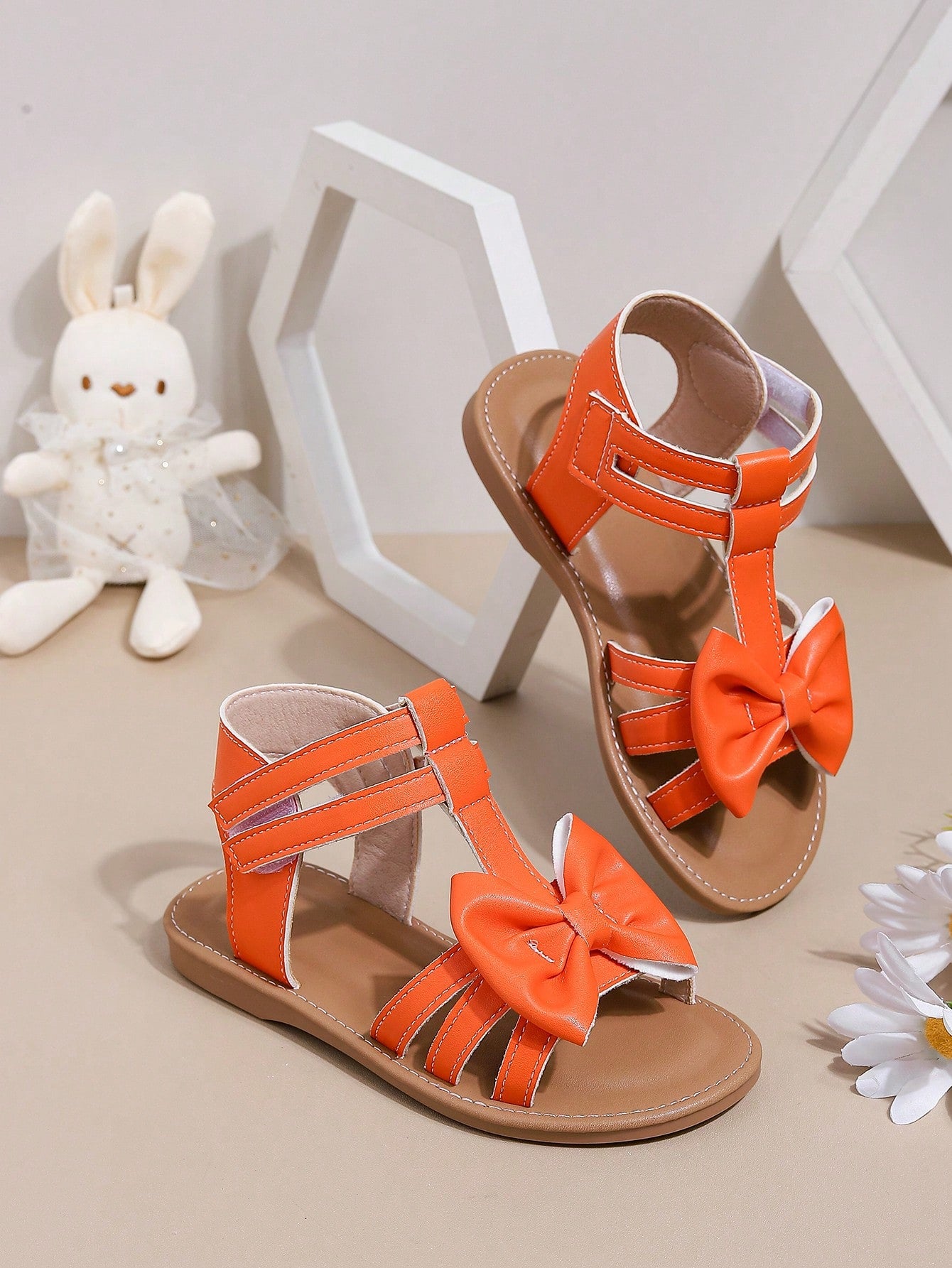 Girls' New Summer Fashion Simple Bow Knot Daily Sandals, Comfortable Soft Sole Beach Shoes