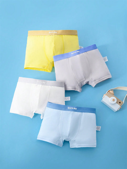 4pcs/Set Young Boy Modal Boxer Briefs, Comfortable And Cool, Macaroon Color Series